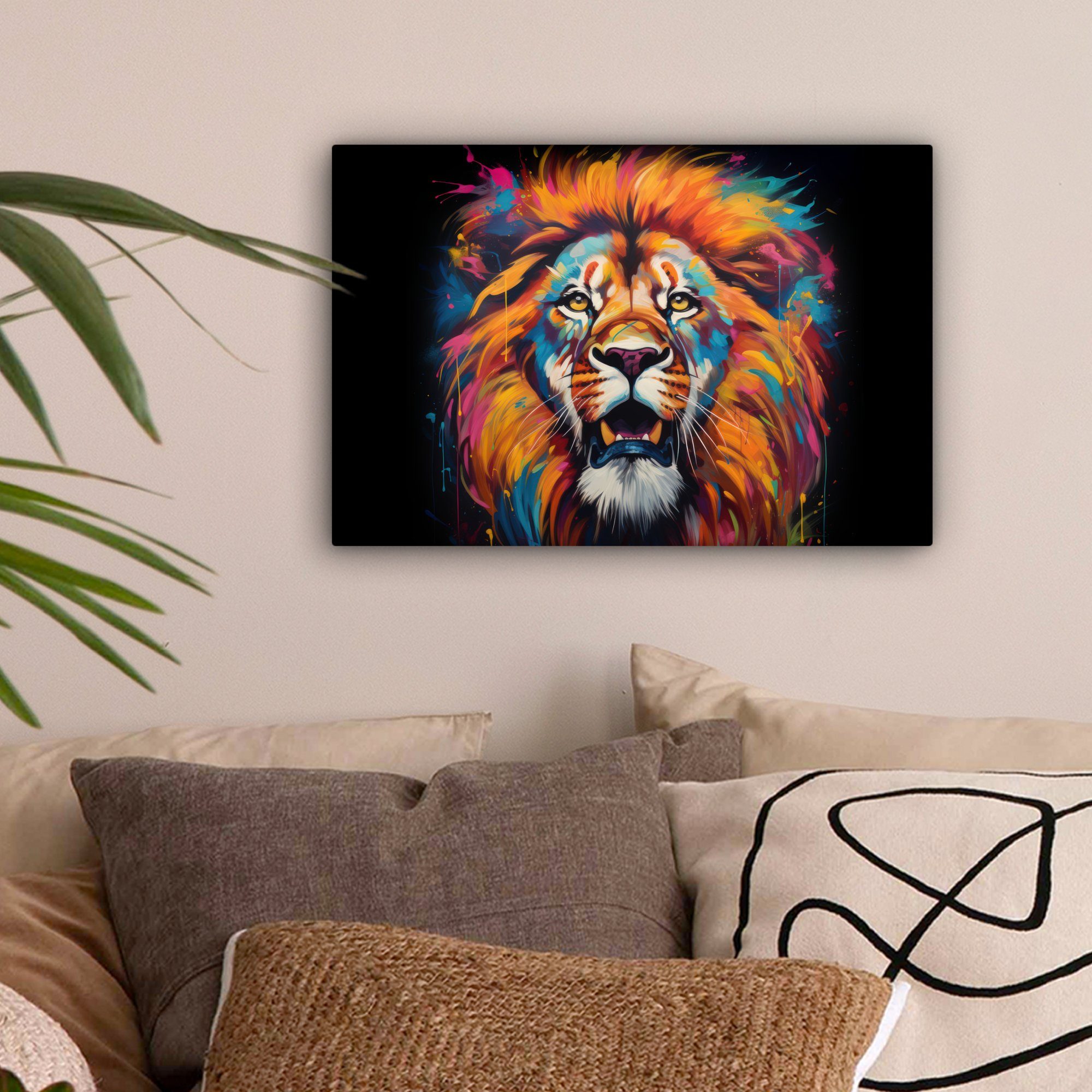 OneMillionCanvasses® Leinwandbild Löwe - Graffiti - günstig online kaufen