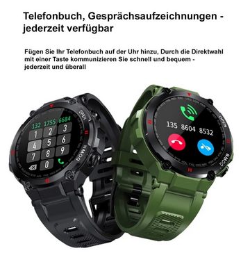 TPFNet SW24 mit Silikon Armband, mit Blutdruck- & Pulsmesser Smartwatch (Android), Blutsauerstoffanzeige, Musiksteuerung, Schrittzähler, Kalorien, Social Media etc. - Grün