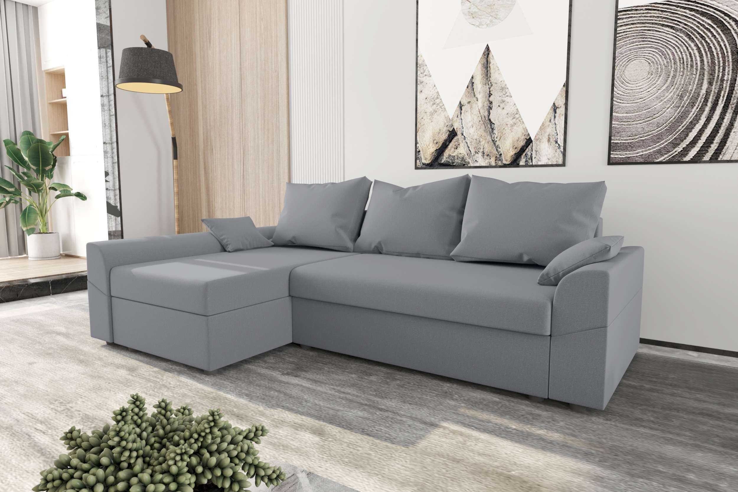 Stylefy Ecksofa Aurora, L-Form, Eckcouch, Sofa, Sitzkomfort, mit Bettfunktion, mit Bettkasten, Modern Design