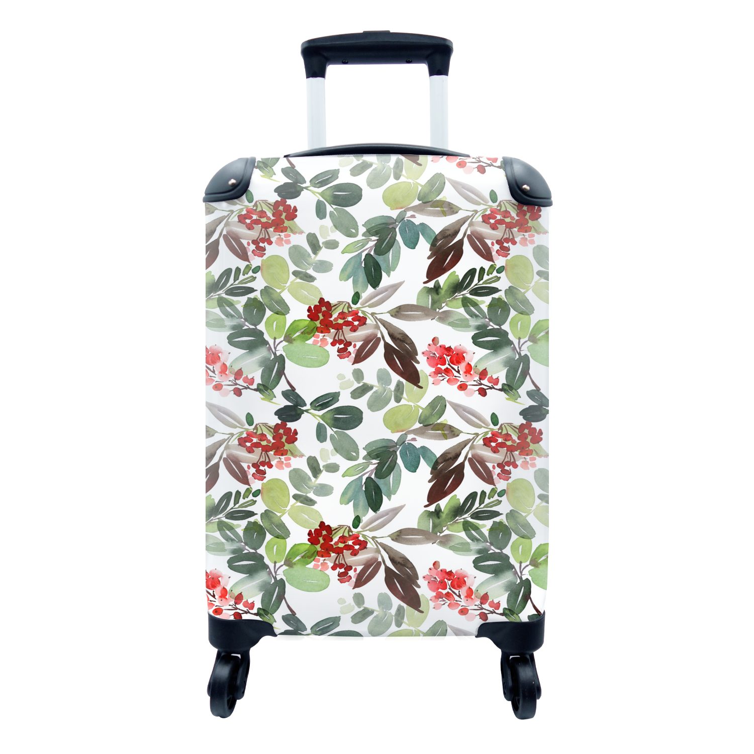 Handgepäckkoffer Rot, - Aquarell Reisetasche - rollen, mit für MuchoWow 4 Rollen, Reisekoffer Ferien, Trolley, Beeren Handgepäck