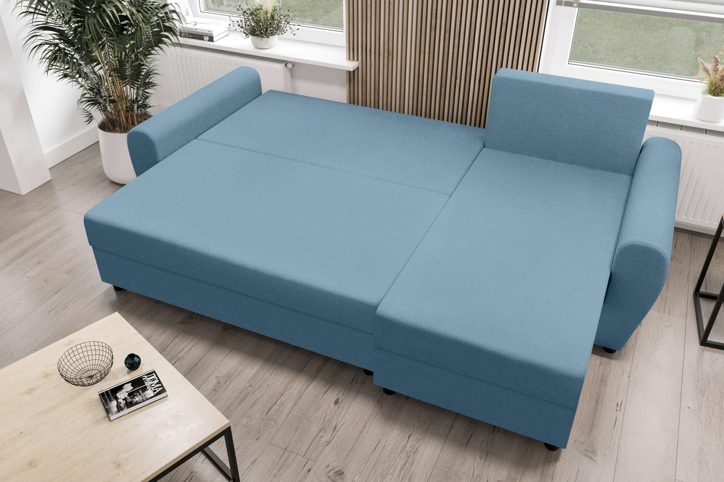 L-Form, Sofa, Bettfunktion, Sitzkomfort, Stylefy mit Design Ecksofa mit Modern Bettkasten, Melina, Eckcouch,