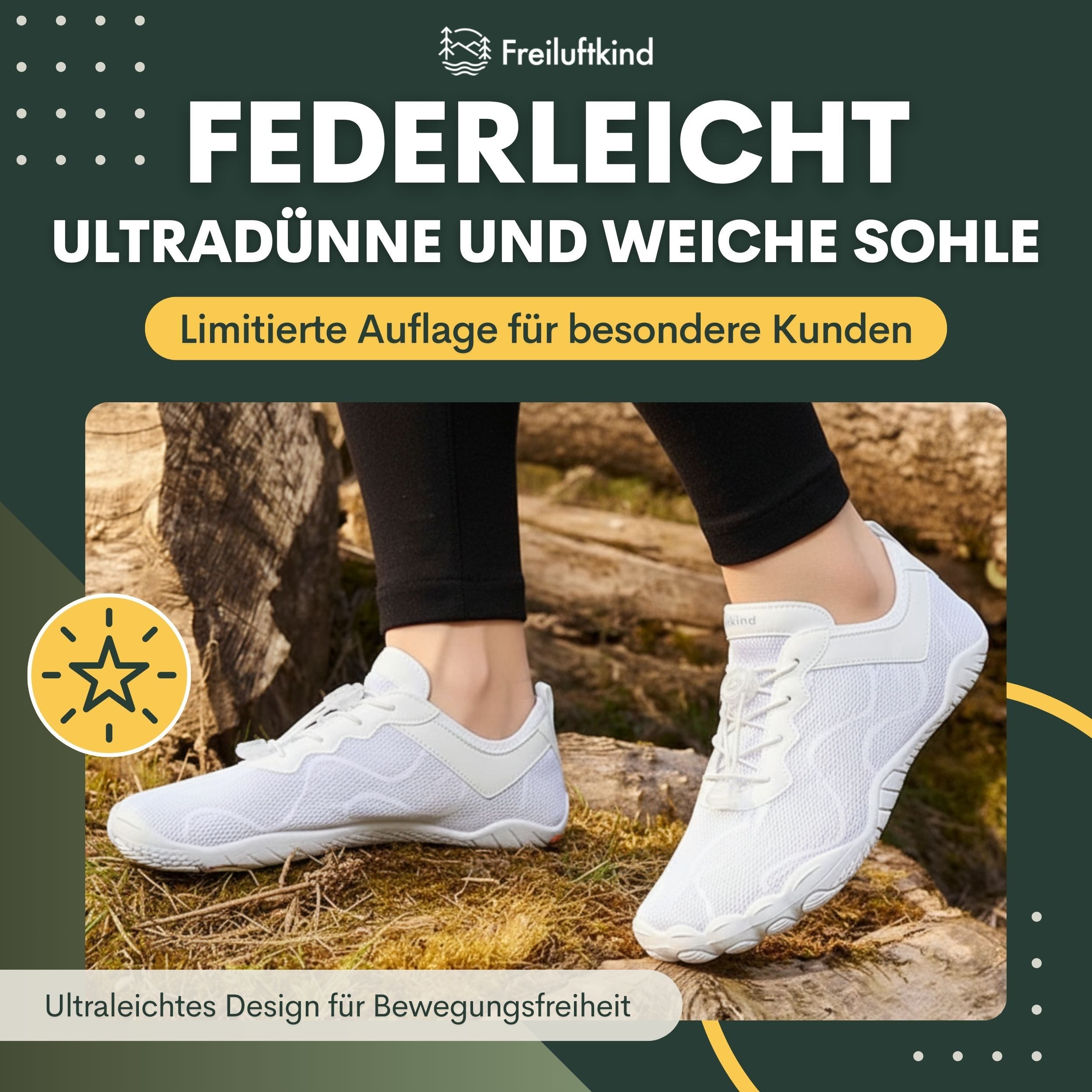 Freiluftkind Das Original – Kokoda rutschfeste Barfußschuhe Sneaker Schnellverschluss