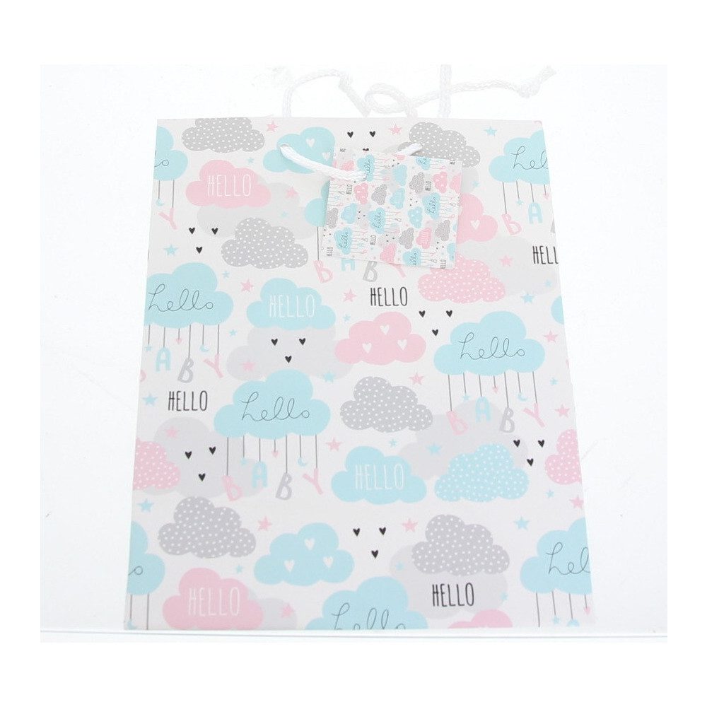 MICA Geschenkbox Geschenktasche Hello Baby - ca. 17,5 x 9,5 x 22,5 cm
