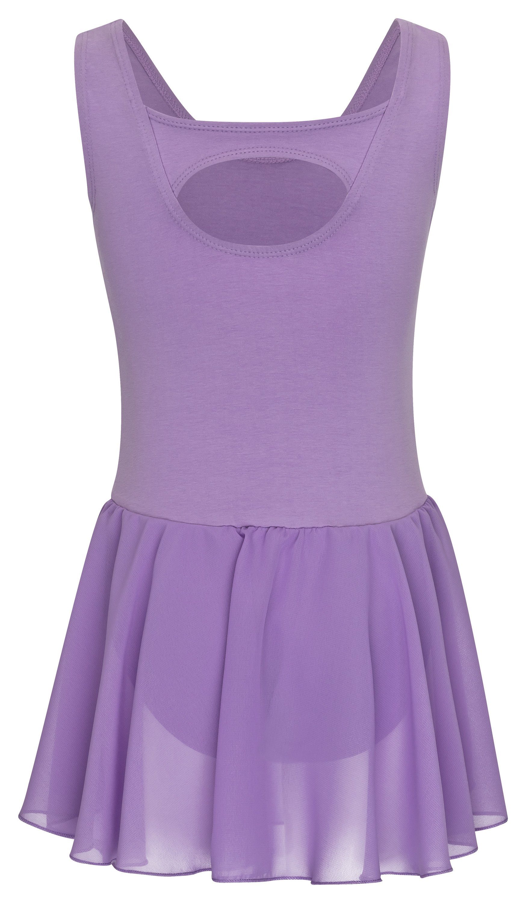 tanzmuster Chiffonkleid fürs Bella lavendel Mädchen mit Ballettbody Ballettkleid für aus Schlüssellochausschnitt Kinder Ballett weicher Baumwolle