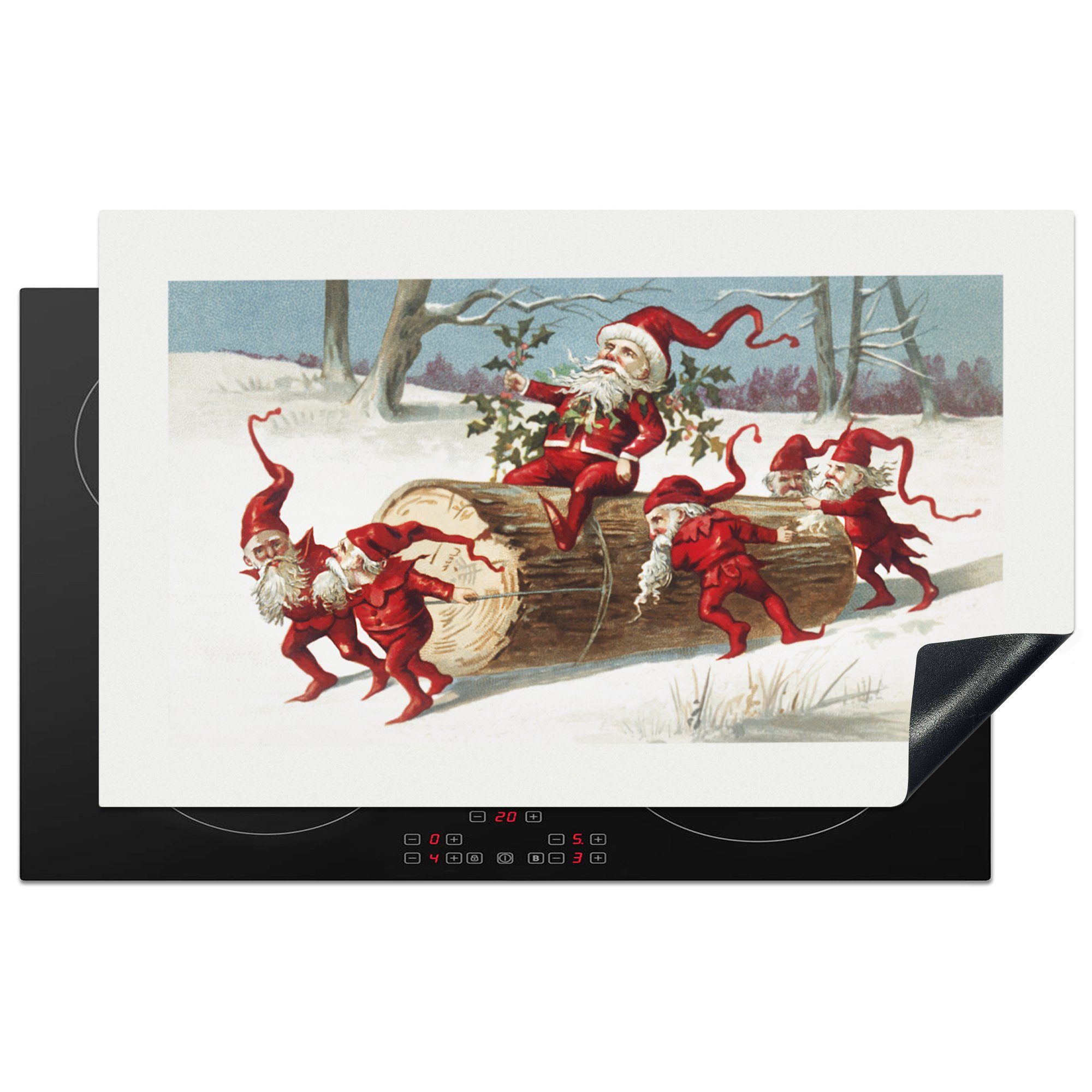 MuchoWow Herdblende-/Abdeckplatte Weihnachten - Baum - Schnee, Vinyl, (1 tlg), 83x51 cm, Ceranfeldabdeckung, Arbeitsplatte für küche