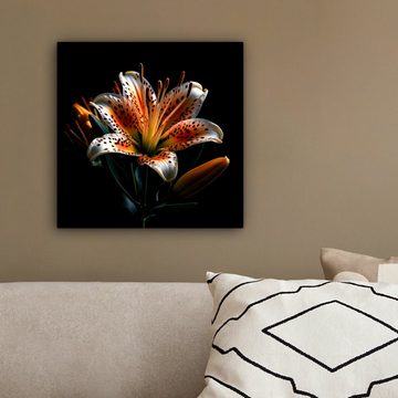 OneMillionCanvasses® Leinwandbild Blumen - Lilie - Orange - Porträt - Schwarz, (1 St), Leinwand Bilder für Wohnzimmer Schlafzimmer, 20x20 cm