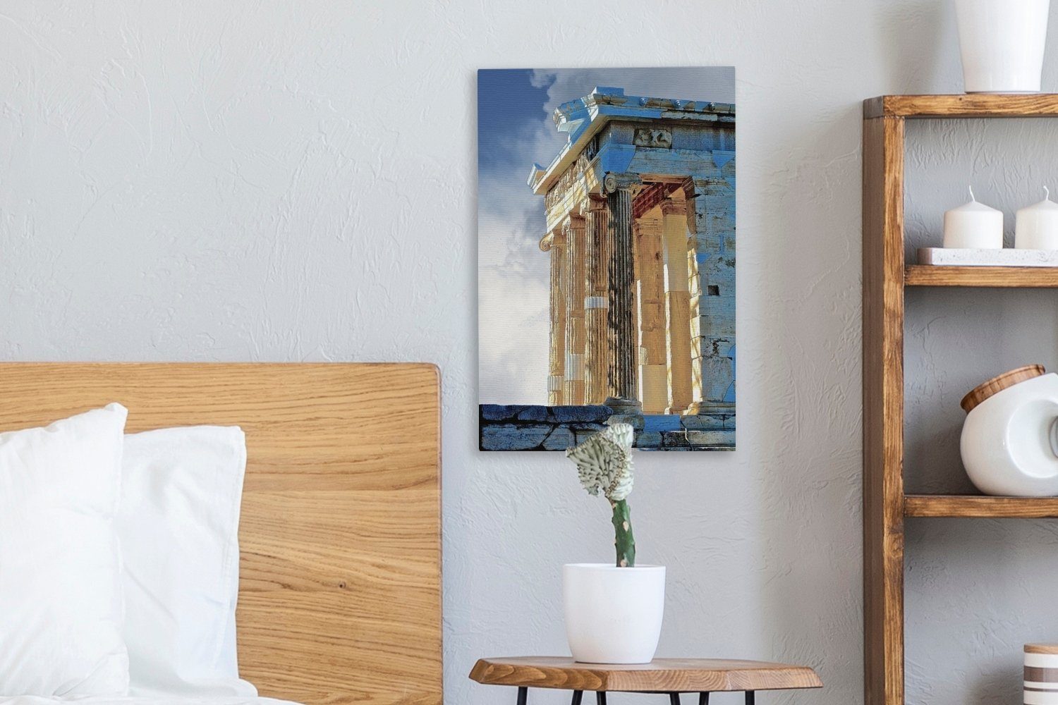 Leinwandbild inkl. Gemälde, Tempel, 20x30 bespannt cm Zackenaufhänger, Griechischer OneMillionCanvasses® St), Leinwandbild fertig (1