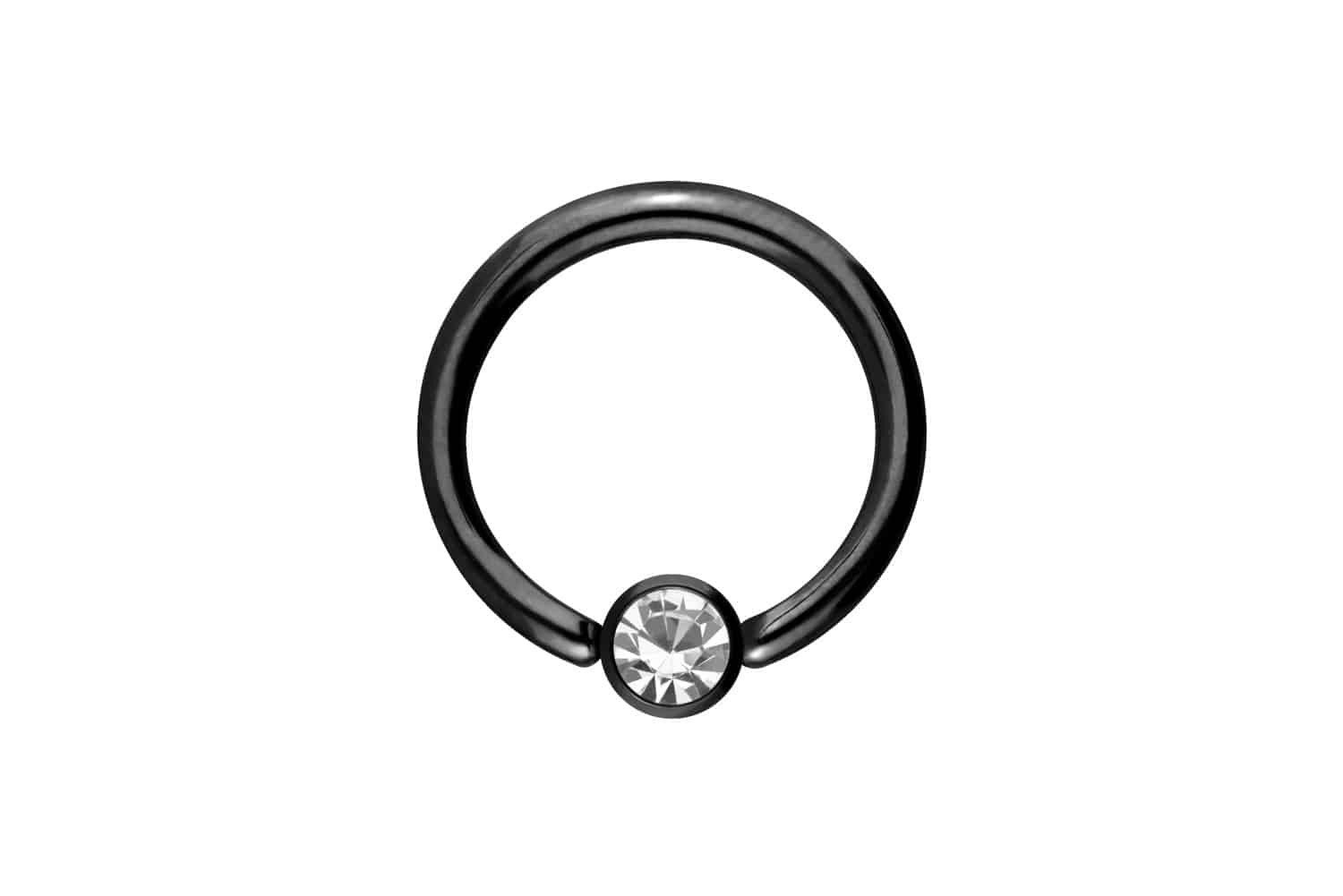 PIERCINGLINE Nasenpiercing Titan Klemmkugelring DISC + KRISTALL (Klemm-Ringe, 1-tlg)