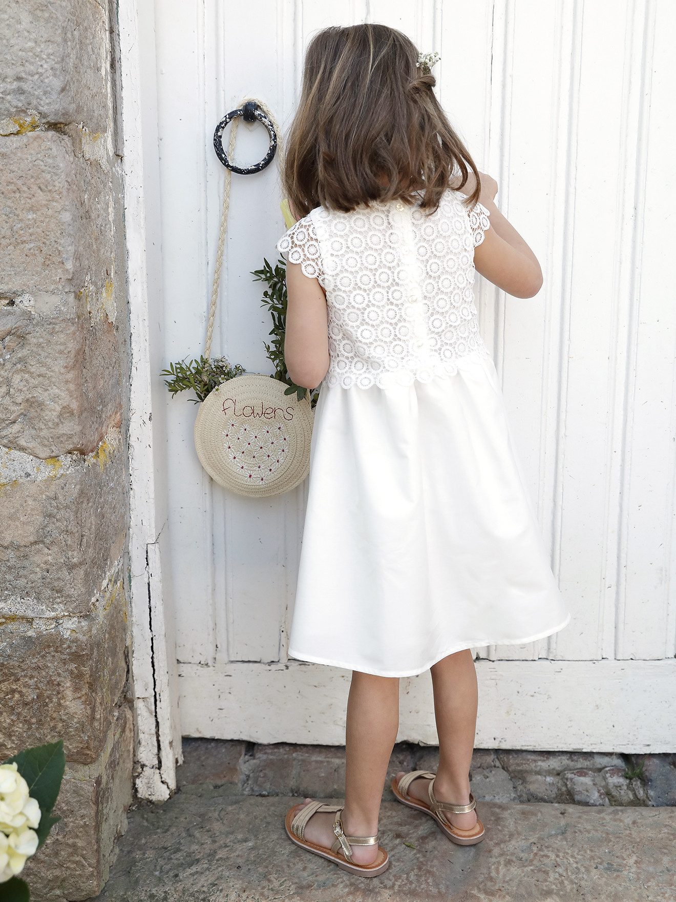 vertbaudet Minikleid Festliches Mädchen Kleid mit Makrameespitze