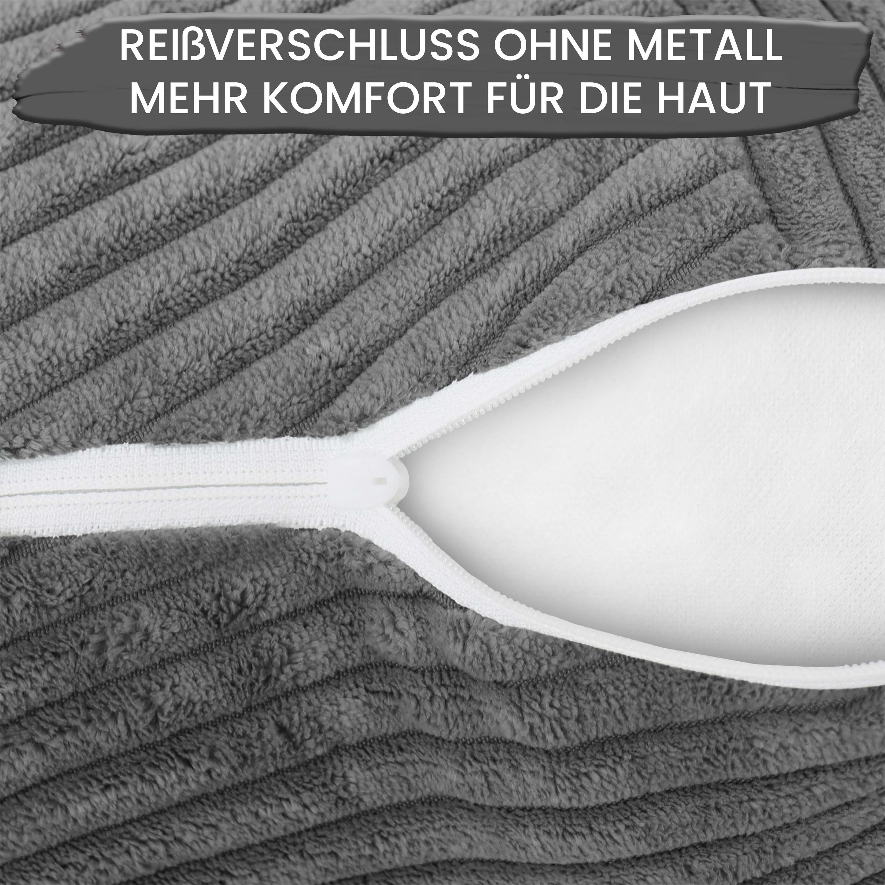 Amilian Dekokissen Sofakissen 40x40 2er Set mit Füllung und Bezug - Cord-Optik, Reißverschluss, formstabil, 2 Stück