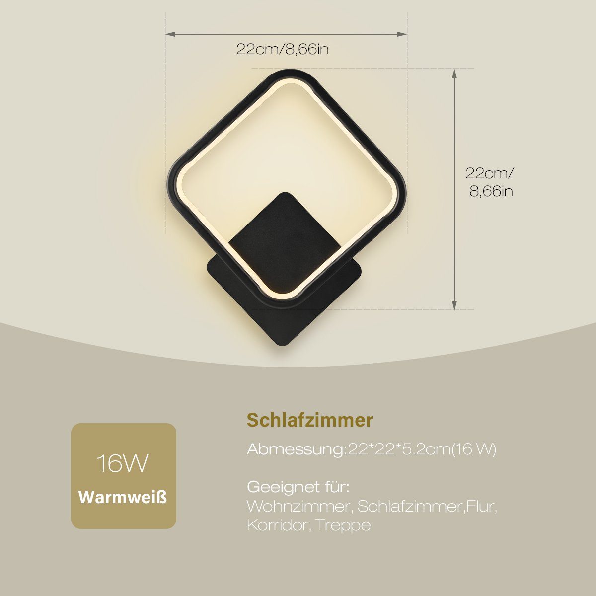 oyajia Wandleuchte 16W LED Wandleuchte Stil, Stück Wohnzimmer Schlafzimmer Küche im Wandbeleuchtung Innen, nordischen LED 2 integriert, Wandleuchte Flur Warmweiß, fest für Wandleuchte