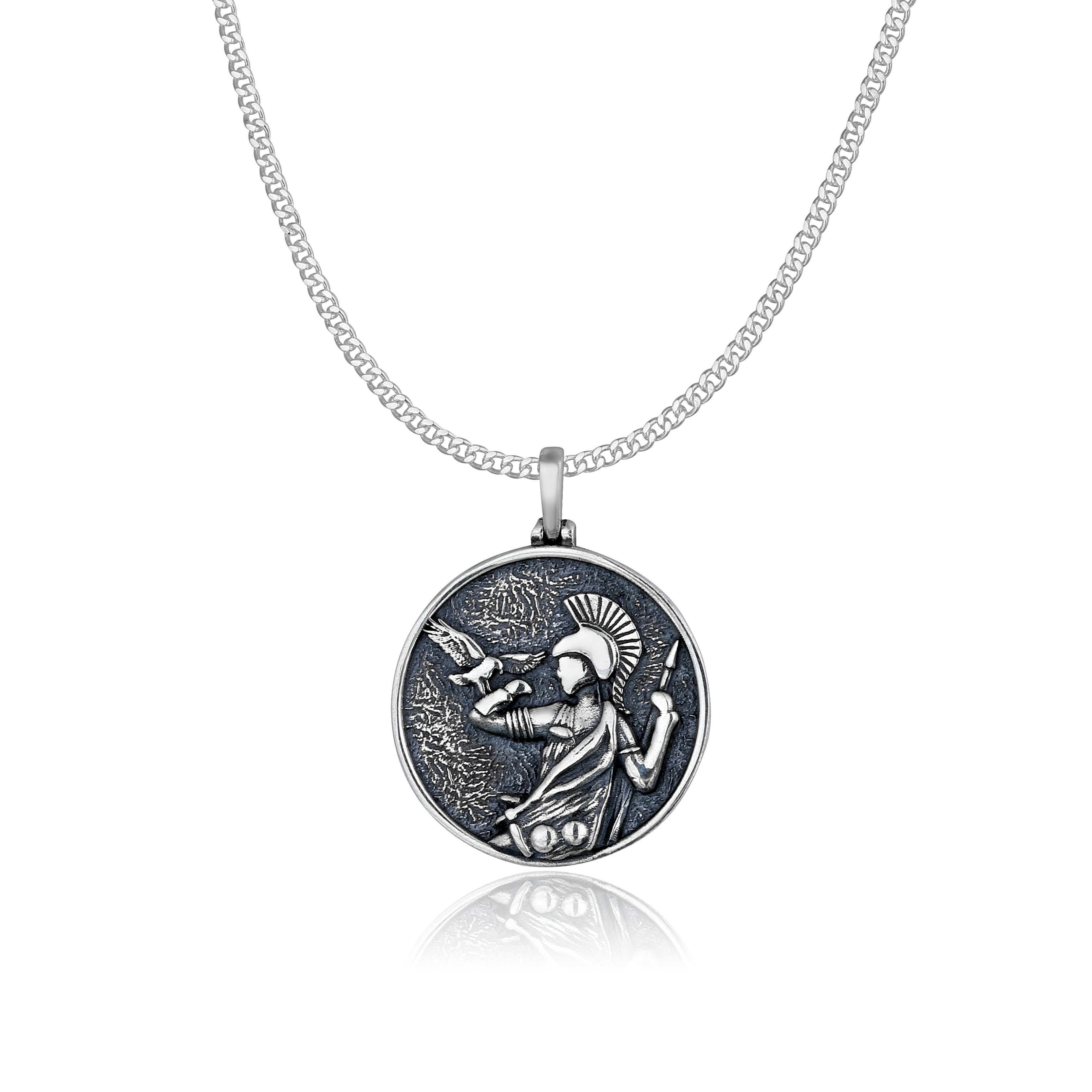 Kette mit Anhänger Silber Gladiator Sparta Halskette Römer Mythologie Halskette