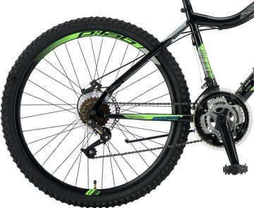 breluxx Mountainbike 26 Zoll Mountainbike FS Galaxy Sport D2, Disk - schwarz grün, 18 Gang Power, Kettenschaltung