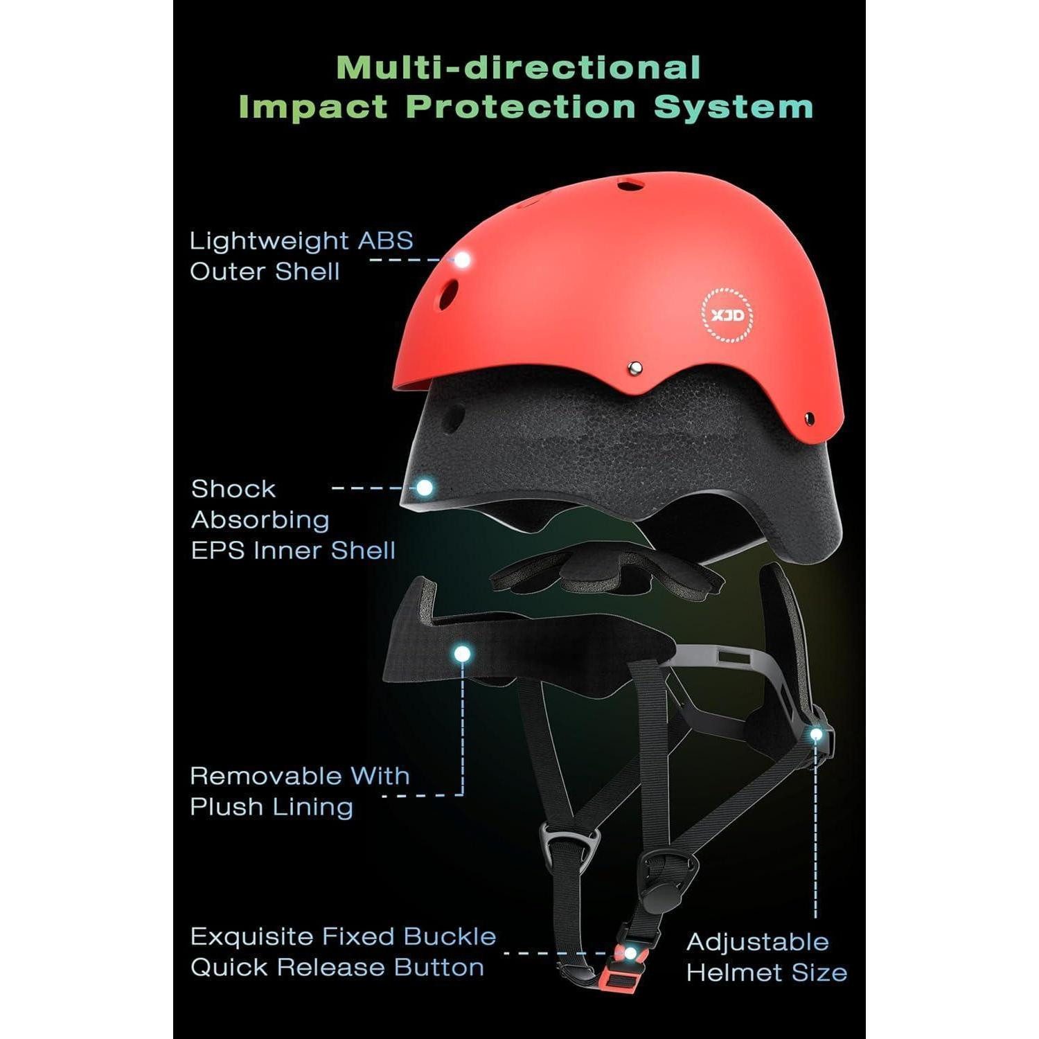 LuxusKollektion Kinderhelm Fahrradhelm Kinderhelm Skaterhelm Skateboard S 51-54 cm Rot Set