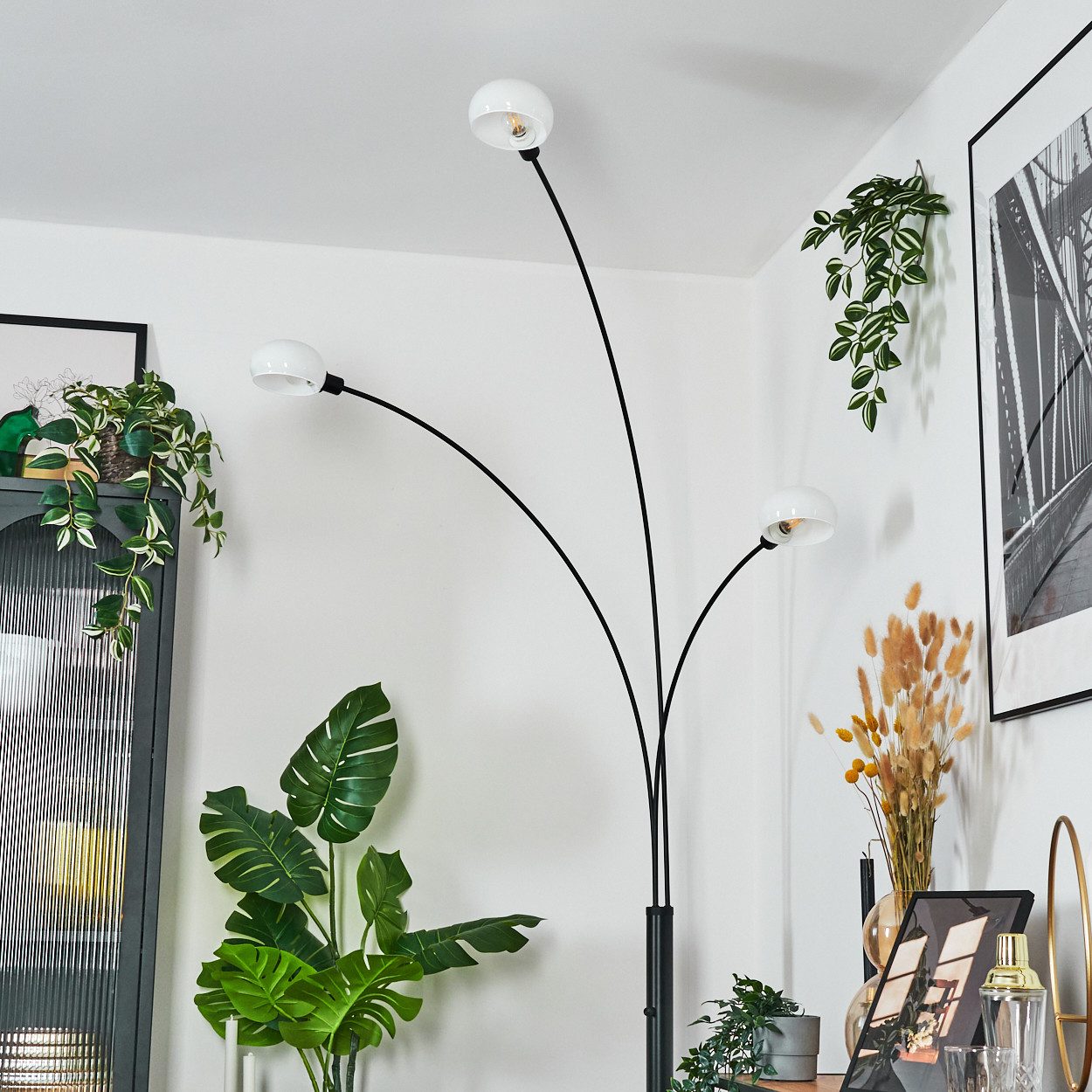 hofstein Stehlampe Stehlampe aus Metall in Schwarz/Weiß, ohne Leuchtmittel, günstig online kaufen