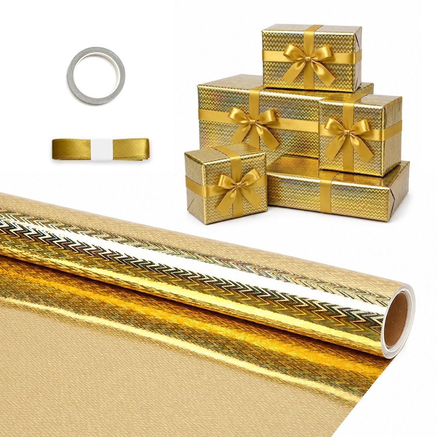 LuxusKollektion Geschenkpapier Geschenkpapier Gold Chevron Wave 43x10m