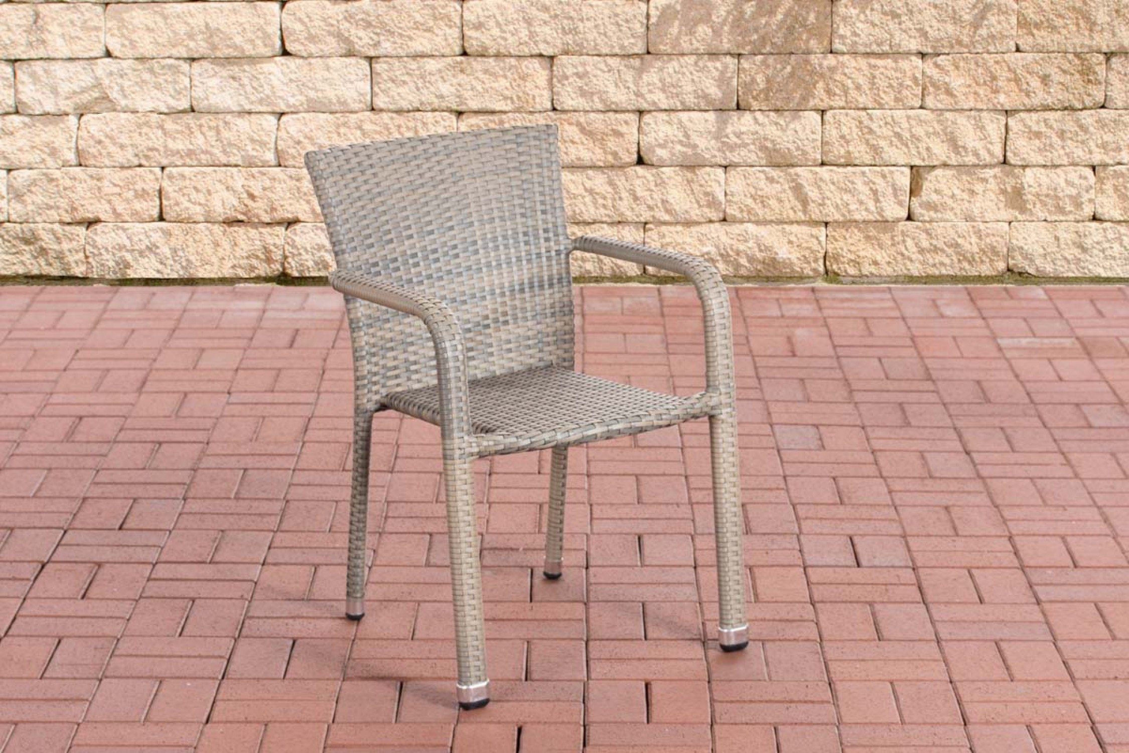 TPFGarden Gartenstuhl Lenni Balkonstuhl, Balkon, Farbe: stapelbar Gartensessel x 82cm aus Terrasssenstuhl Terrasse - und 60 - Maße für (TxBxH): grau 57 Polyrattan, - (Hochwertiger 1 St), Garten, x handgefertigtem - stabiler