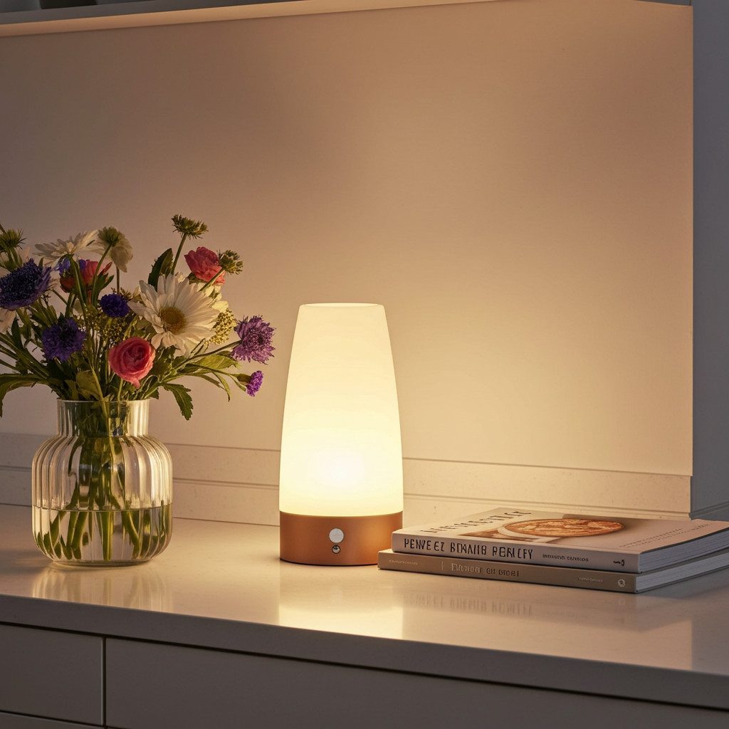 shop'n smile ideoon LED Nachttischlampe LED-Tischlampe mit Bewegungsmelder, Kabelloses warmweisses Nachtlicht