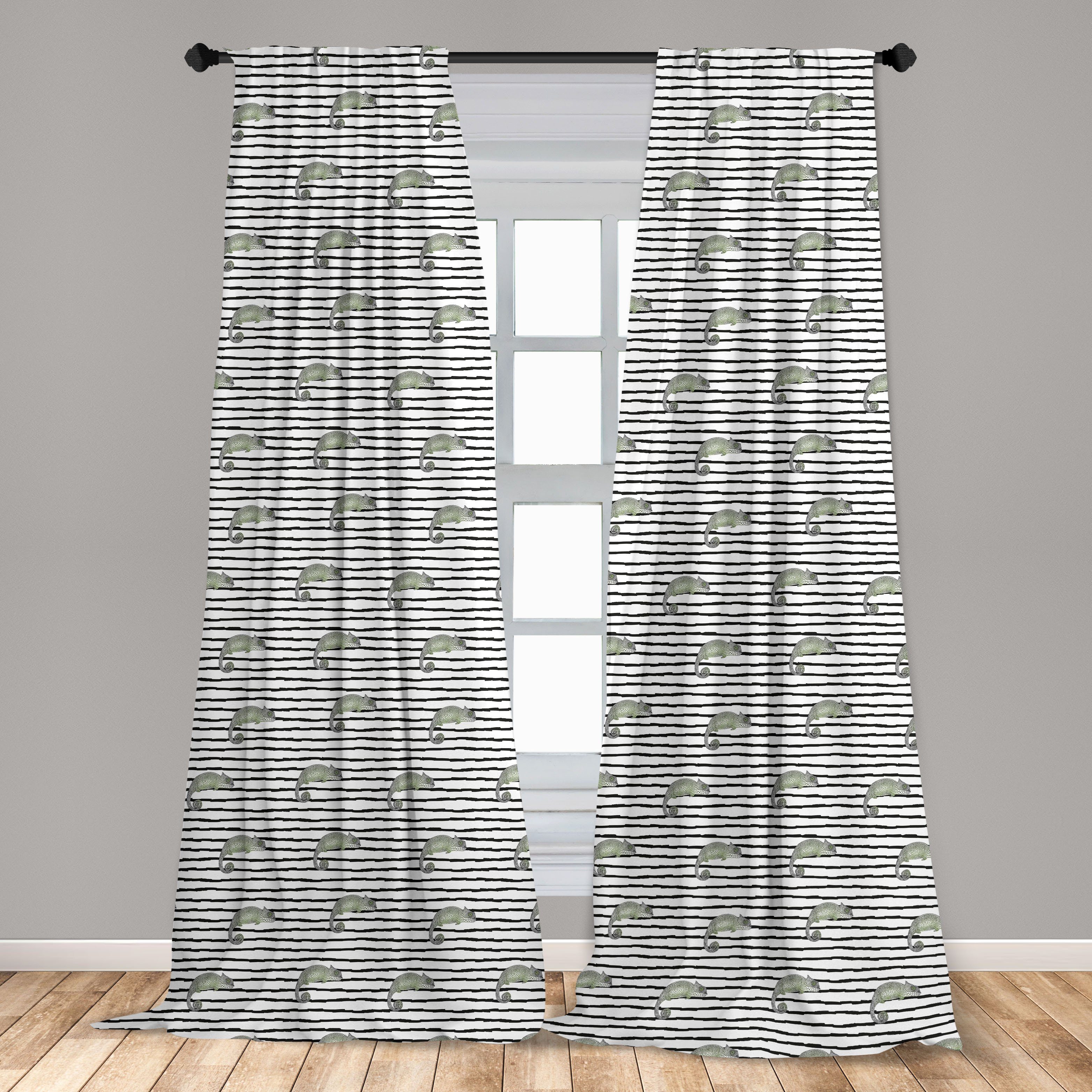 Stripes Vorhang auf Dekor, Reptil Microfaser, Wohnzimmer Schlafzimmer für Chameleons Abakuhaus, Gardine Kunst