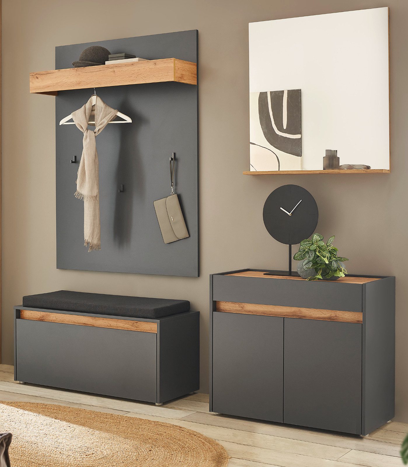 Furn.Design Garderoben-Set Center, (Kombination in grau günstig online kaufen