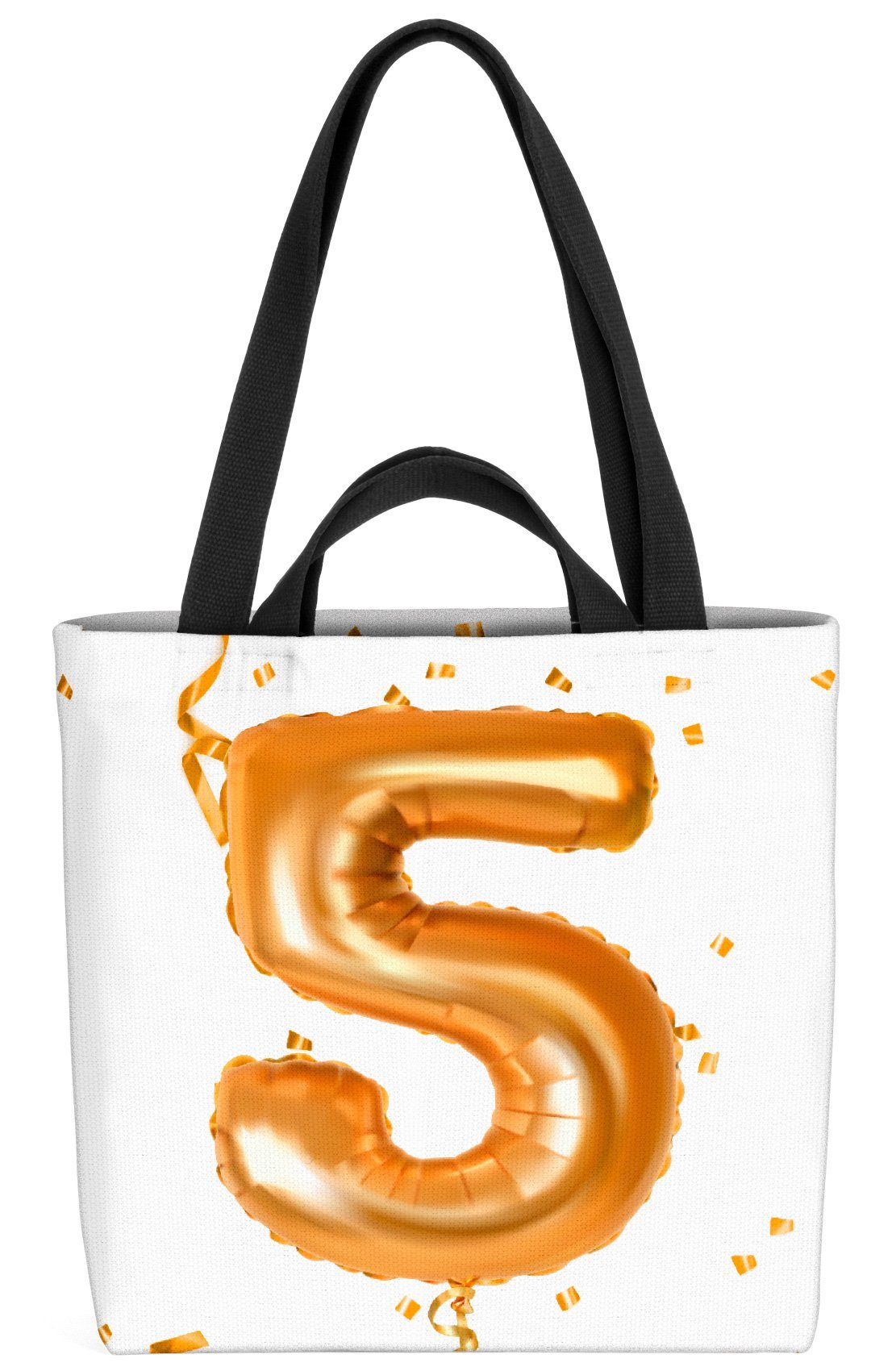 VOID Henkeltasche (1-tlg), Party Ballons Feiern 5 Jubiläum Kranz Geburtstag Hochzeit Jahreszahl