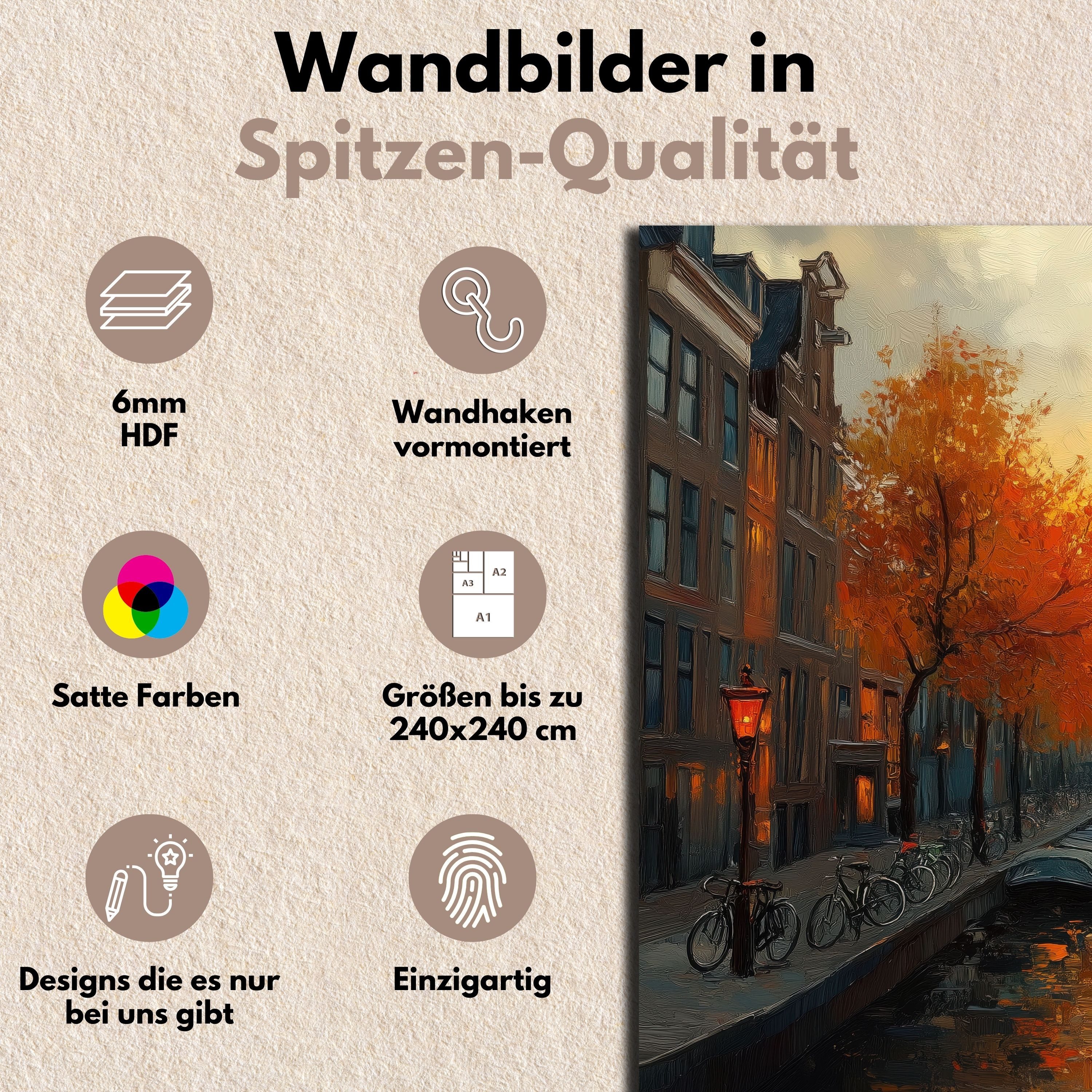 DARO Design Leinwandbild Modern Abstrakt Wandbilder XXL Wandbild Wand Deko Leinwand Bilder, (Amsterdam - Bild groß Wohnzimmer Schlafzimmer Küche Esszimmer Einteilig Querformat Fotodruck Leinwände Wanddeko Abstrakte Kunst Boho), 30x20cm