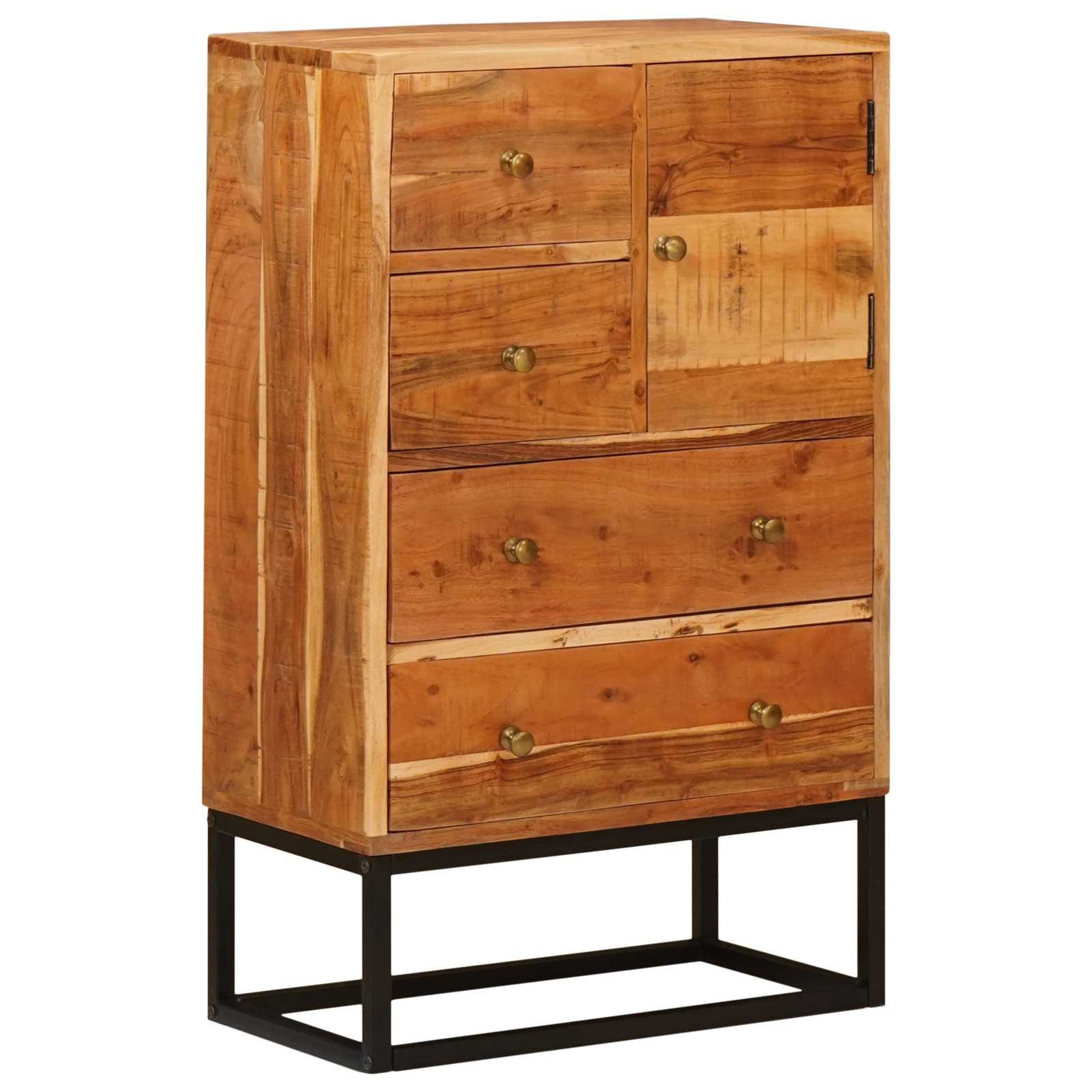 vidaXL Seitenschrank Schubladenkommode Natur 55 x 30 x 90 cm Massivholz (1-St)