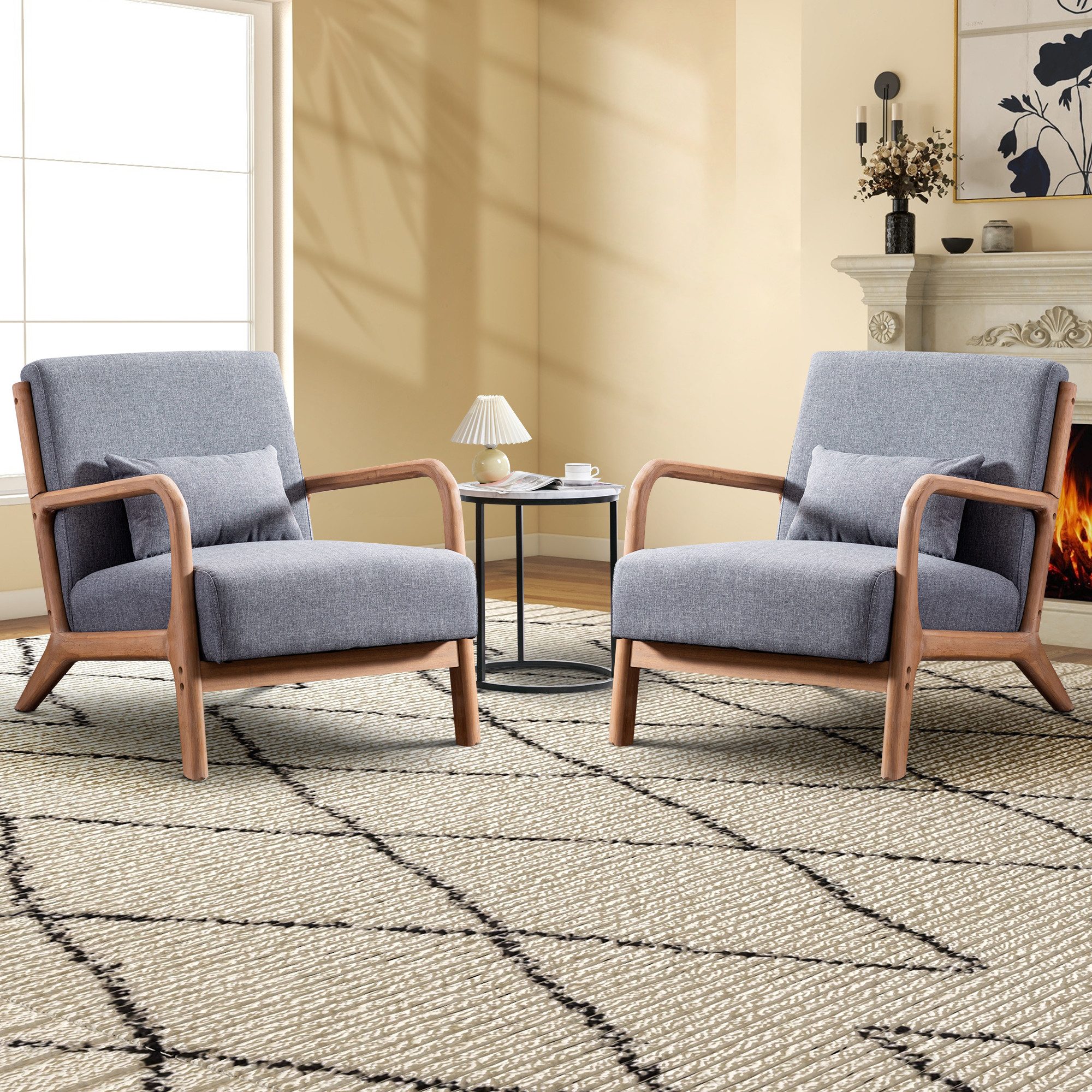 Bonzy Home Loungesessel Sessel mit Kissen&Armlehnen, Relaxsessel 150kg belastbar,Einzelsessel (2-St), Ergonomischer Sessel mit Kissen, Einzelsessel für Wohnzimmer