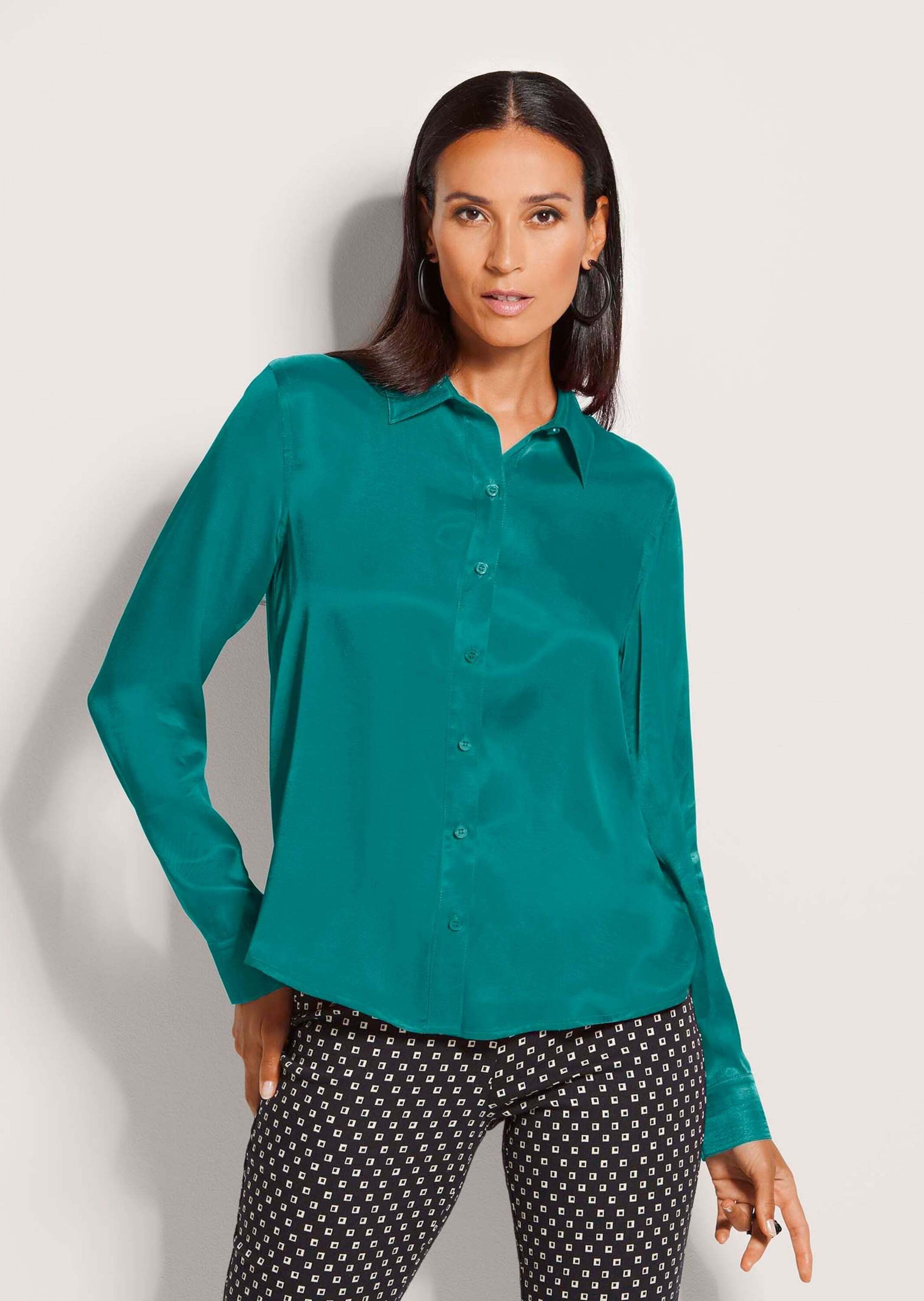 MADELEINE Hemdbluse Elegante Viskosebluse für Damen Weich fließend mit Hemdkragen, Knopfleiste und langen Ärmeln