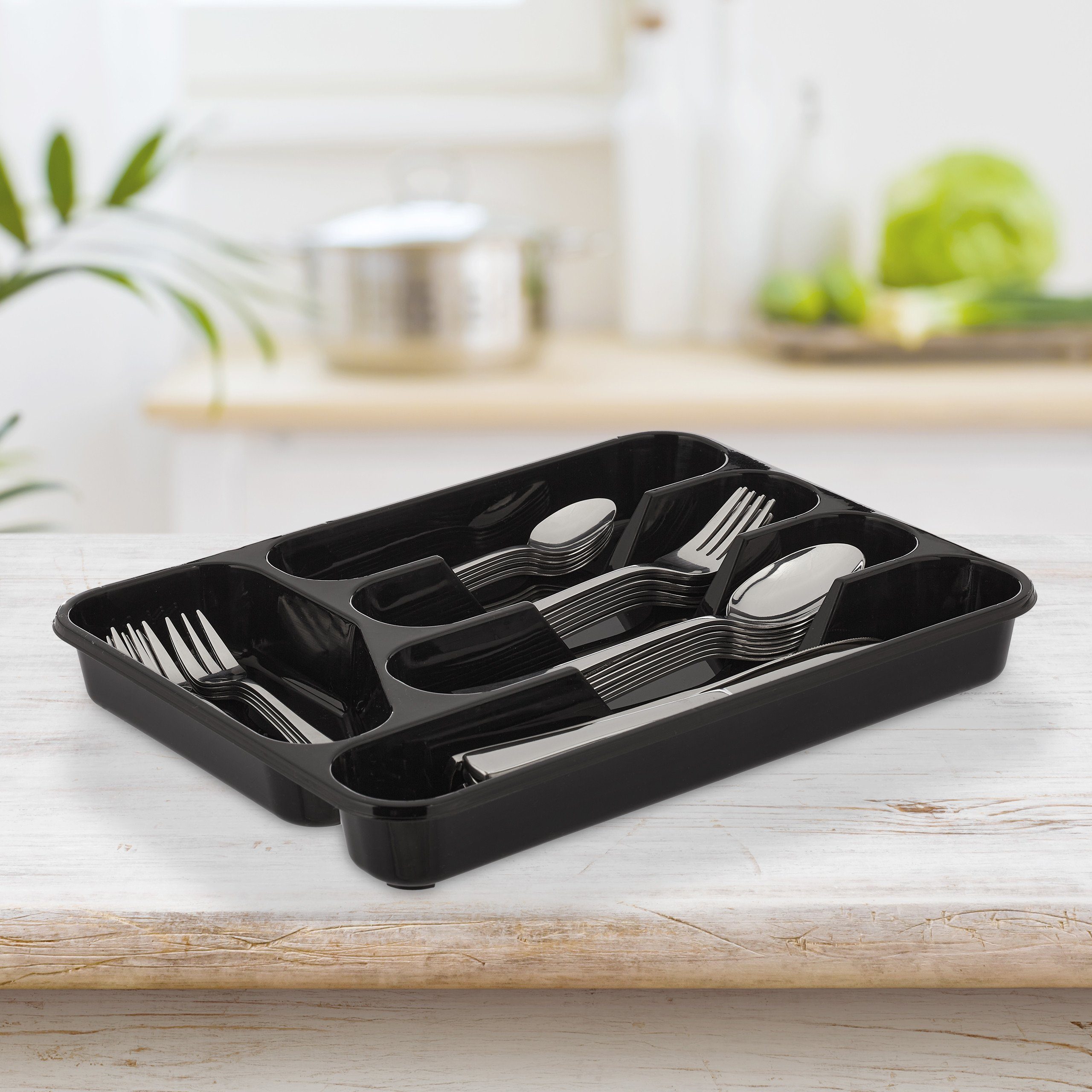 relaxdays Besteckkasten Schwarzer Besteckkasten im 2er günstig online kaufen