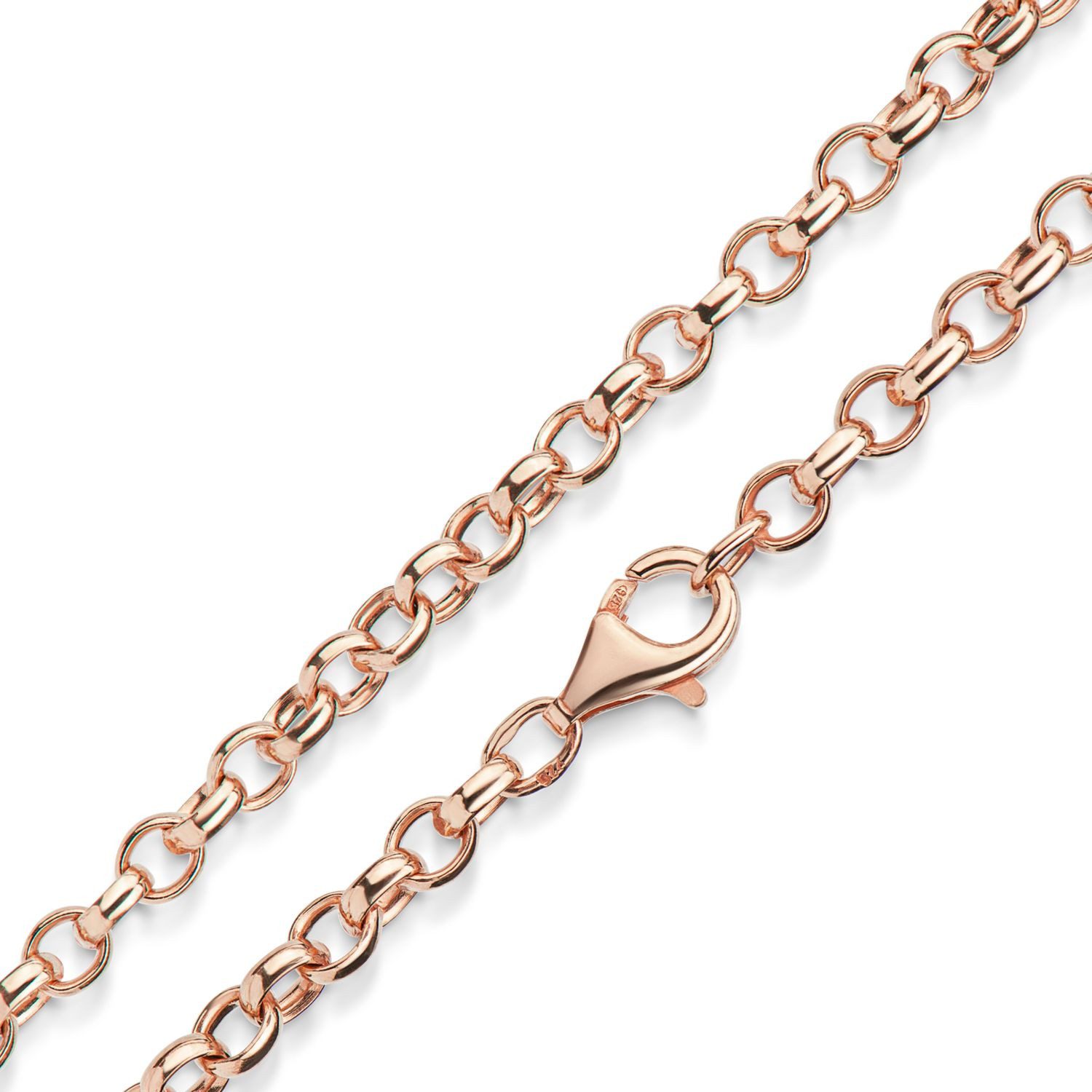 Materia Gliederkette Damen Erbskette Rosegold K60, Echtsilber 925, rosevergoldet
