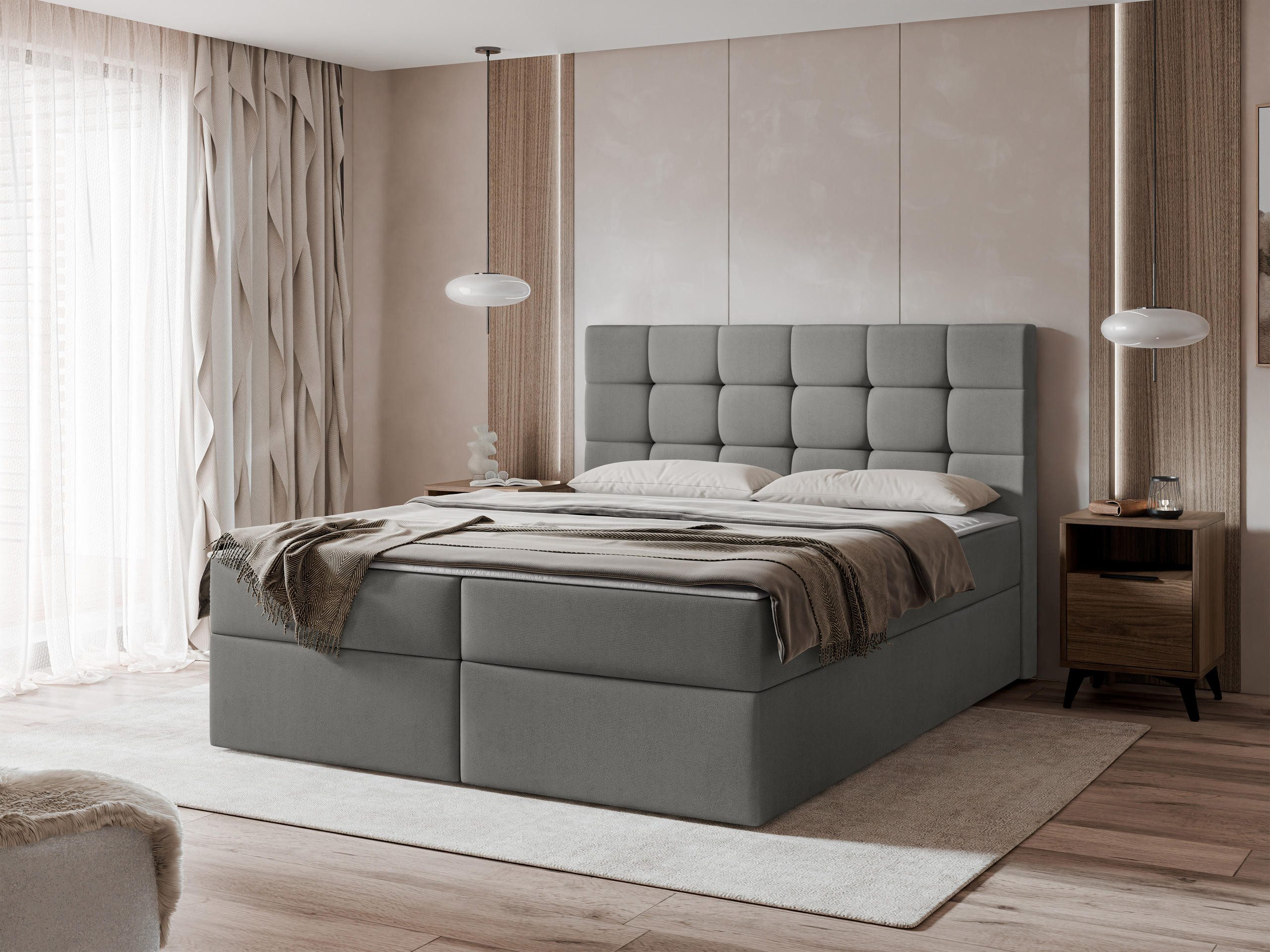 MIRJAN24 Boxspringbett Luanda (Bonell-Matratze und Topperr), mit zwei Bettkästen für die Bettwäsche