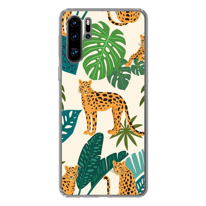 MuchoWow Handyhülle Dschungel - Leopard - Pflanzen - Muster - Mädchen - Jungen Handyhülle Huawei P30 Pro Handy Case Silikon Bumper Case