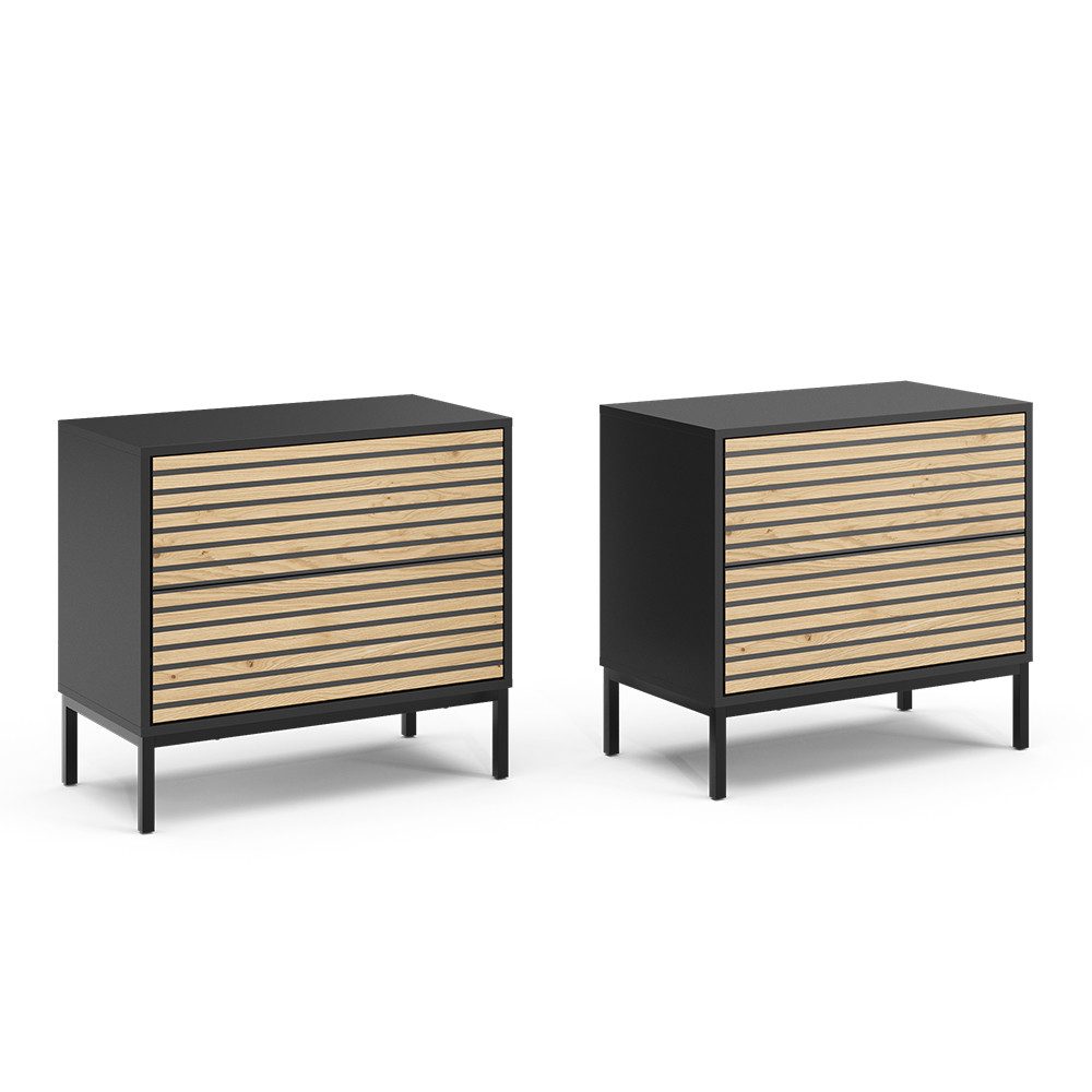 Vicco Nachtschrank Eliza, Artisan Eiche/Anthrazit, 2er set (2-St)