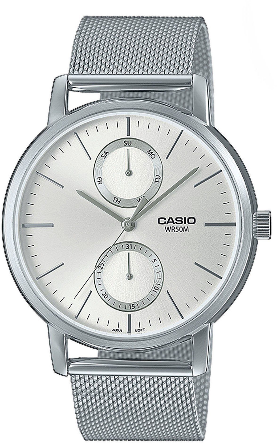 Casio Collection Quarzuhr MTP-B310M-7AVEF, Armbanduhr, Herrenuhr, analog, Datum, Armband aus Edelstahl
