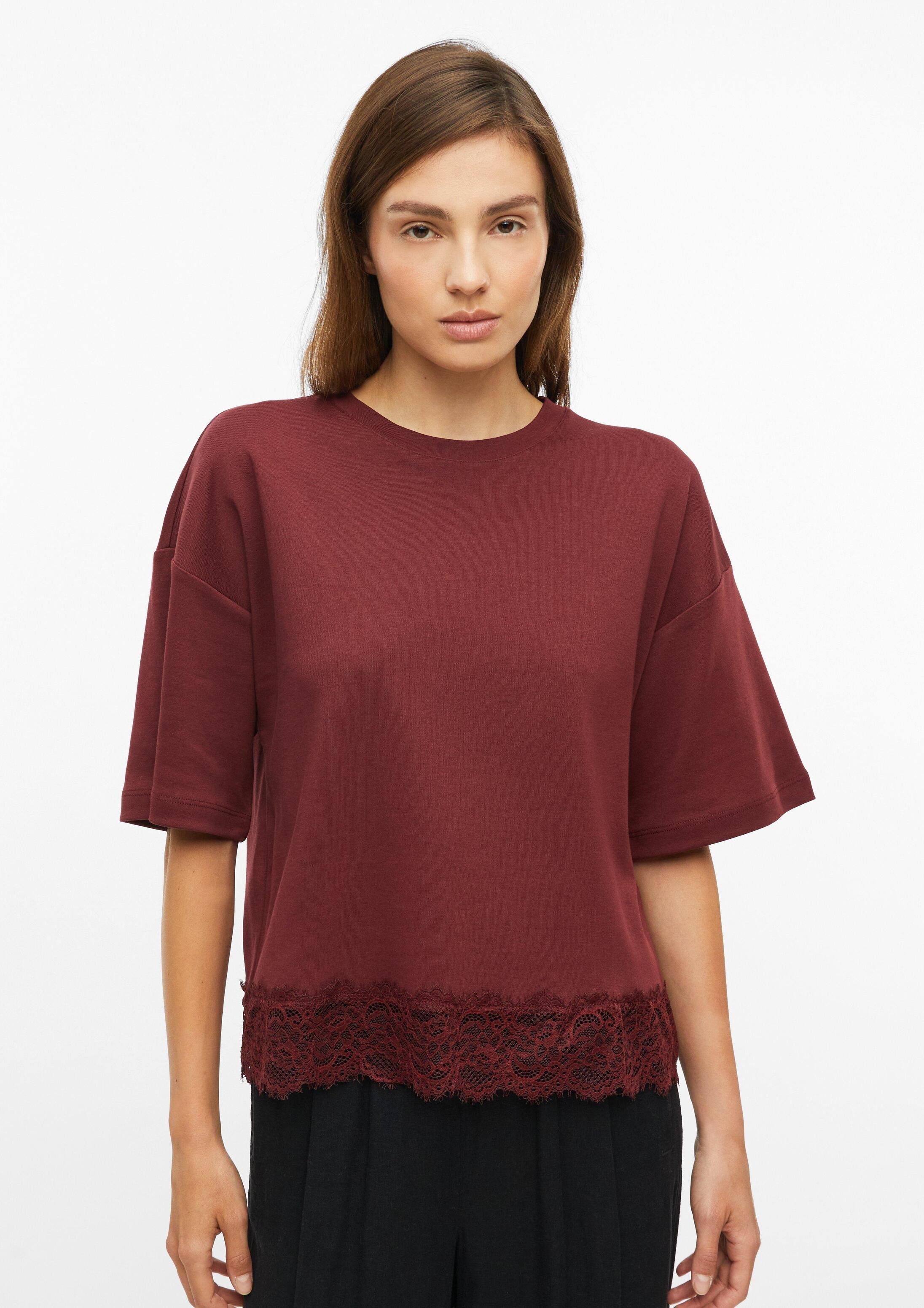 s.Oliver Kurzarmshirt T-Shirt T-Shirt mit überschnittenem Arm und Spitzenkante