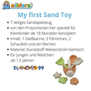 alldoro Sandform-Set 60176, (7-teilig), Erstes Sandkastenspielzeug für Kleinkinder, mit Gießkanne, ecofriendly