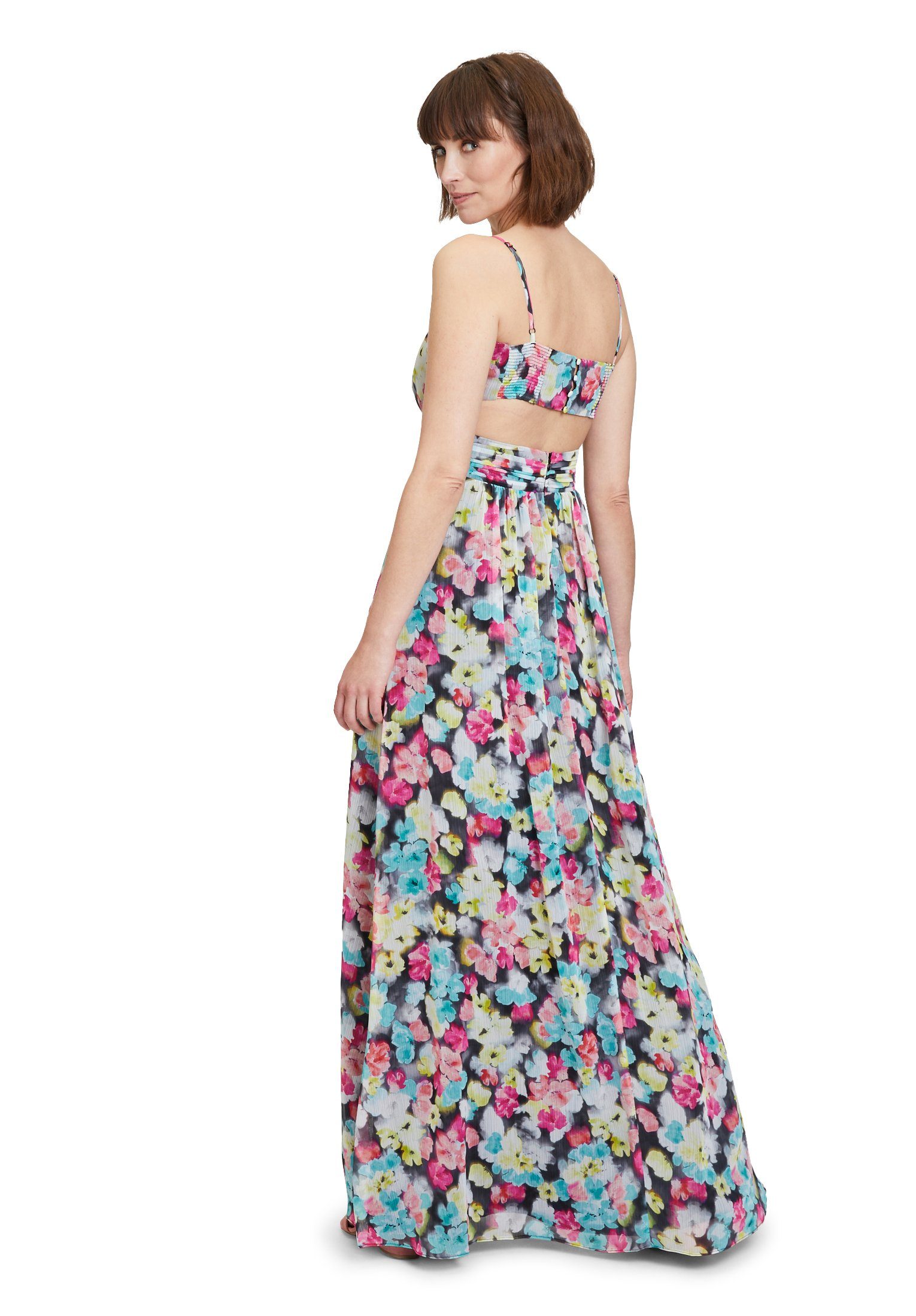 Grau/Pink Cut-Outs Mont Druck Maxikleid mit Vera (1-tlg)