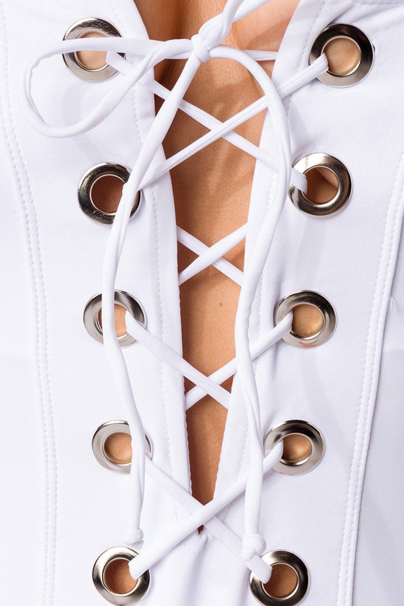Atixo Monokini Elastischer Damen Badeanzug Träger Swimsuit mit Schnürung und Metallös