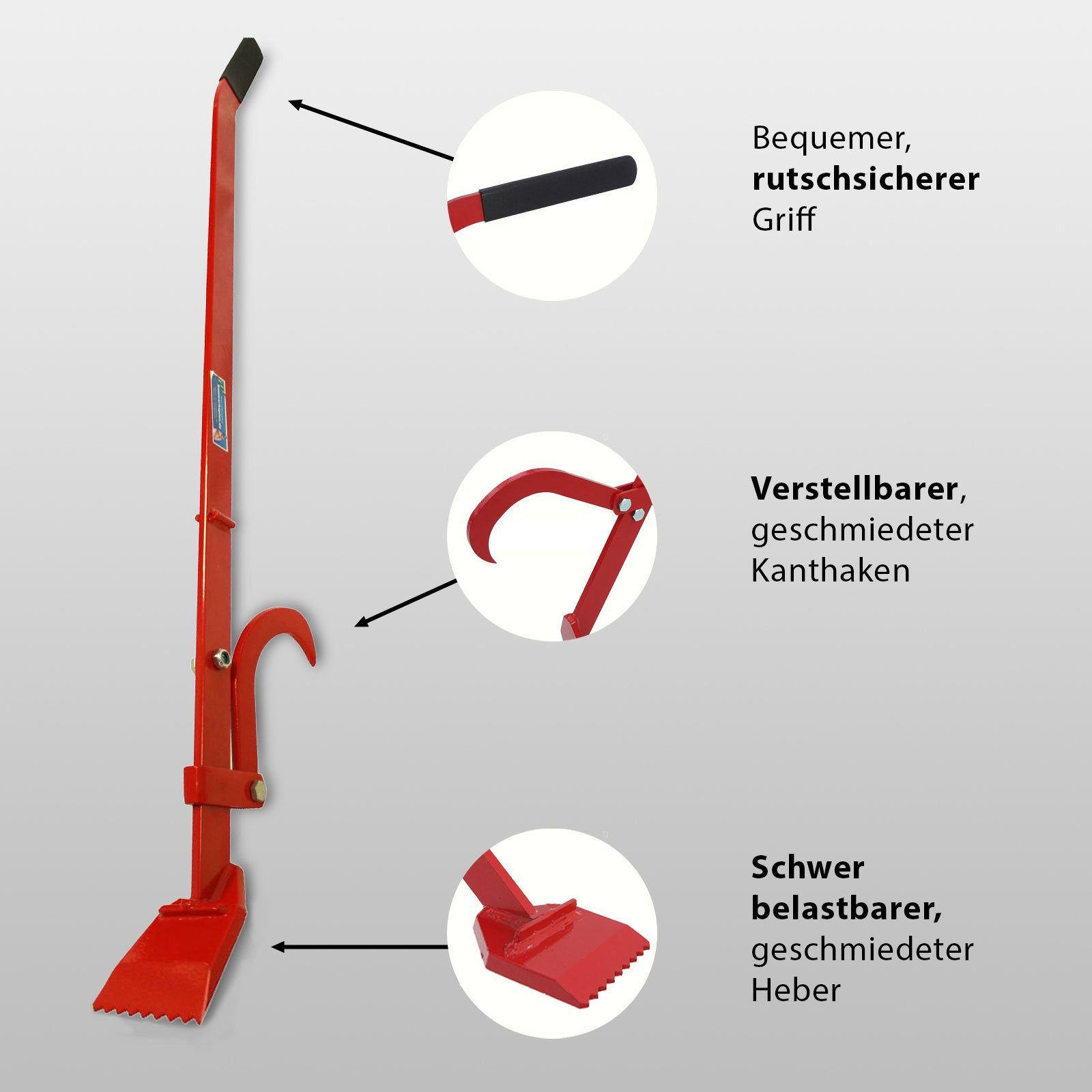 TRUTZHOLM Fällheber Profi 130 cm 10 cm breit Wendehaken Stammwender Baumfällheber, max. 500 kg Traglast, Artikel, 1-tlg.], robuste Konstruktion