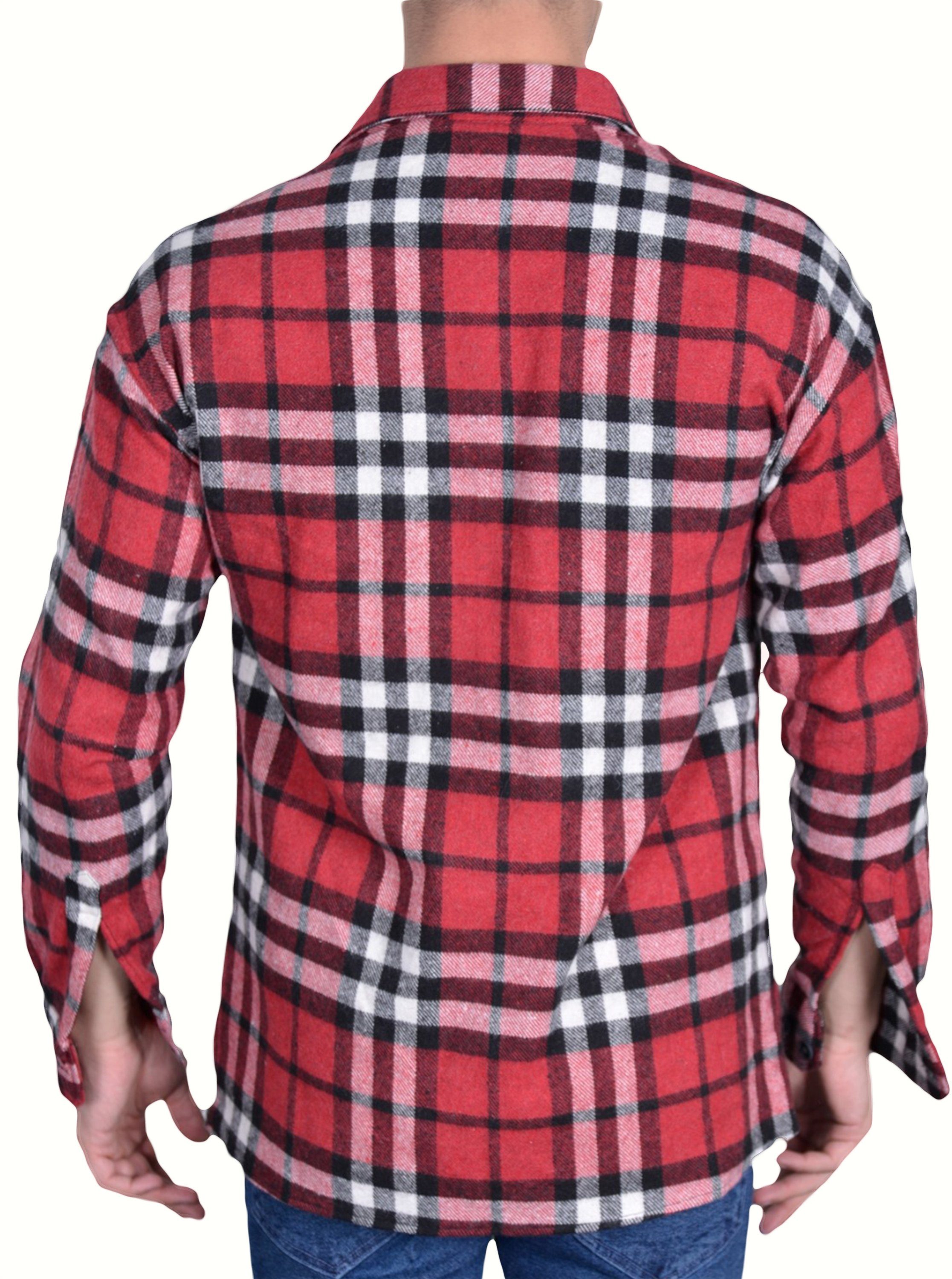 Megaman Jeans Flanellhemd Herren Holzfällerhemd Flanellhemd Kariert Freizeithemd Jacke Regular Langarm Holzfäller Knopfleiste