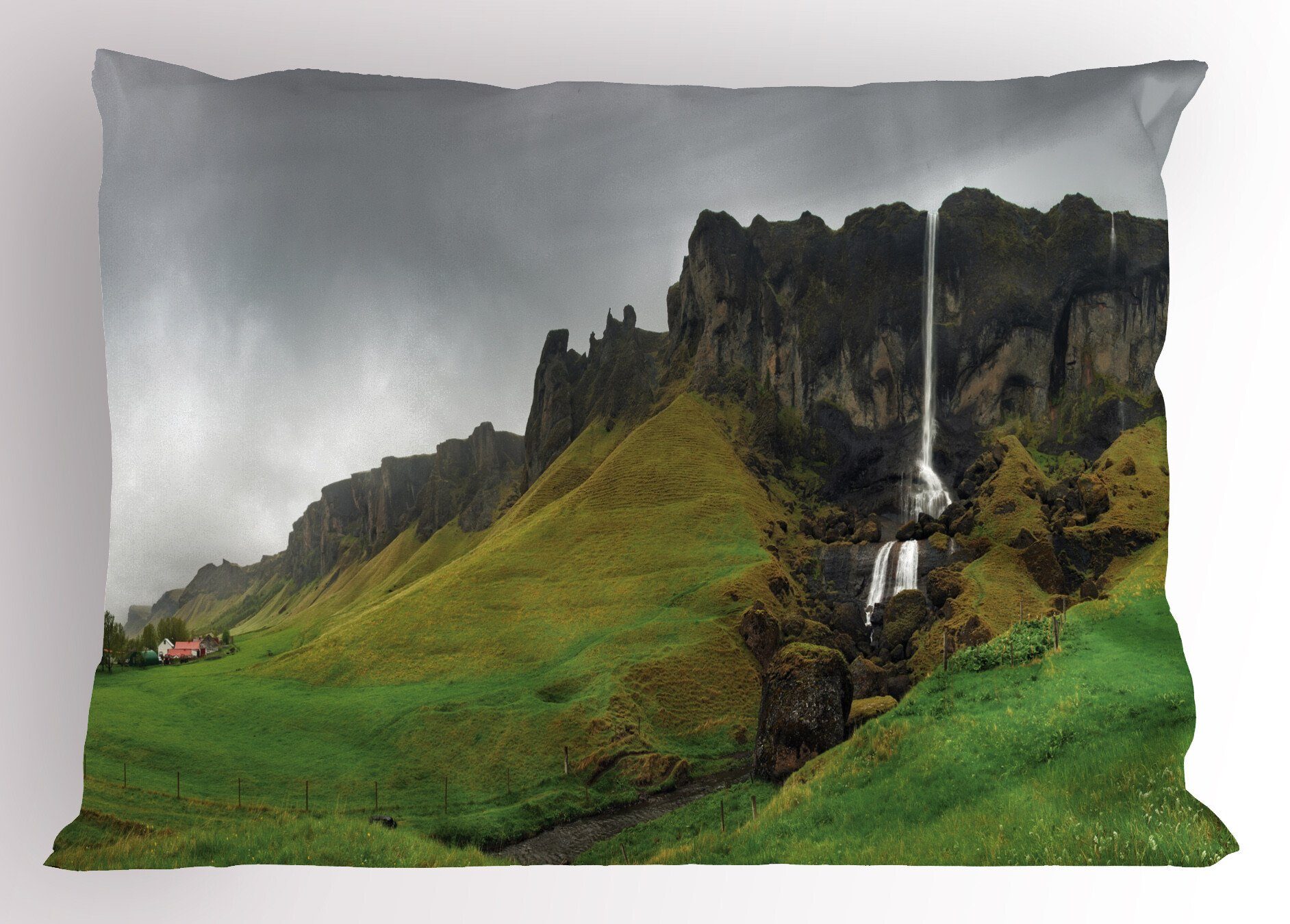 Kissenbezüge Dekorativer Queen Size Gedruckter Wasserfall Felsformationen Kopfkissenbezug, Abakuhaus Stück), Island (1
