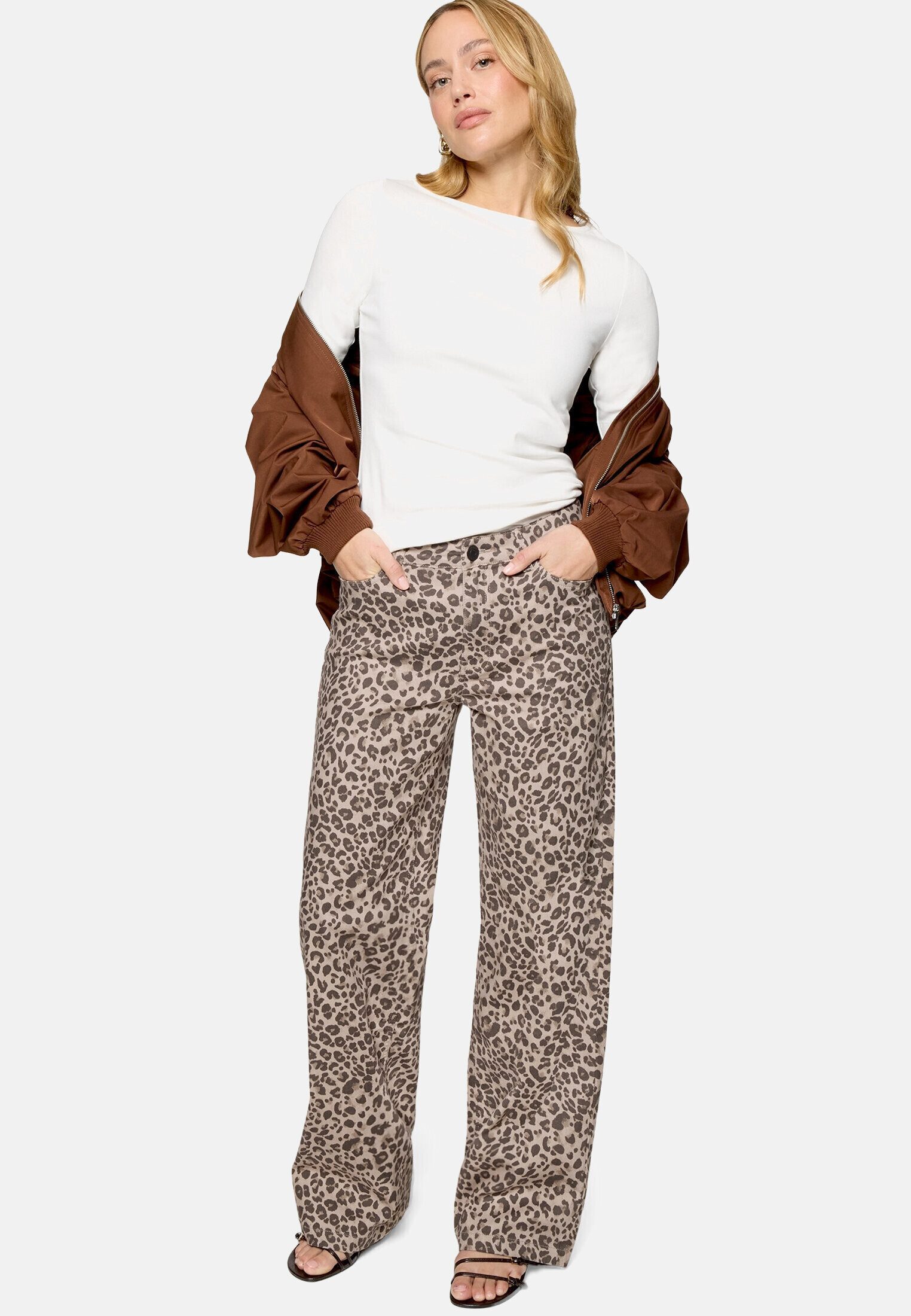 Zero Mom-Jeans Damen mit weitem Bein