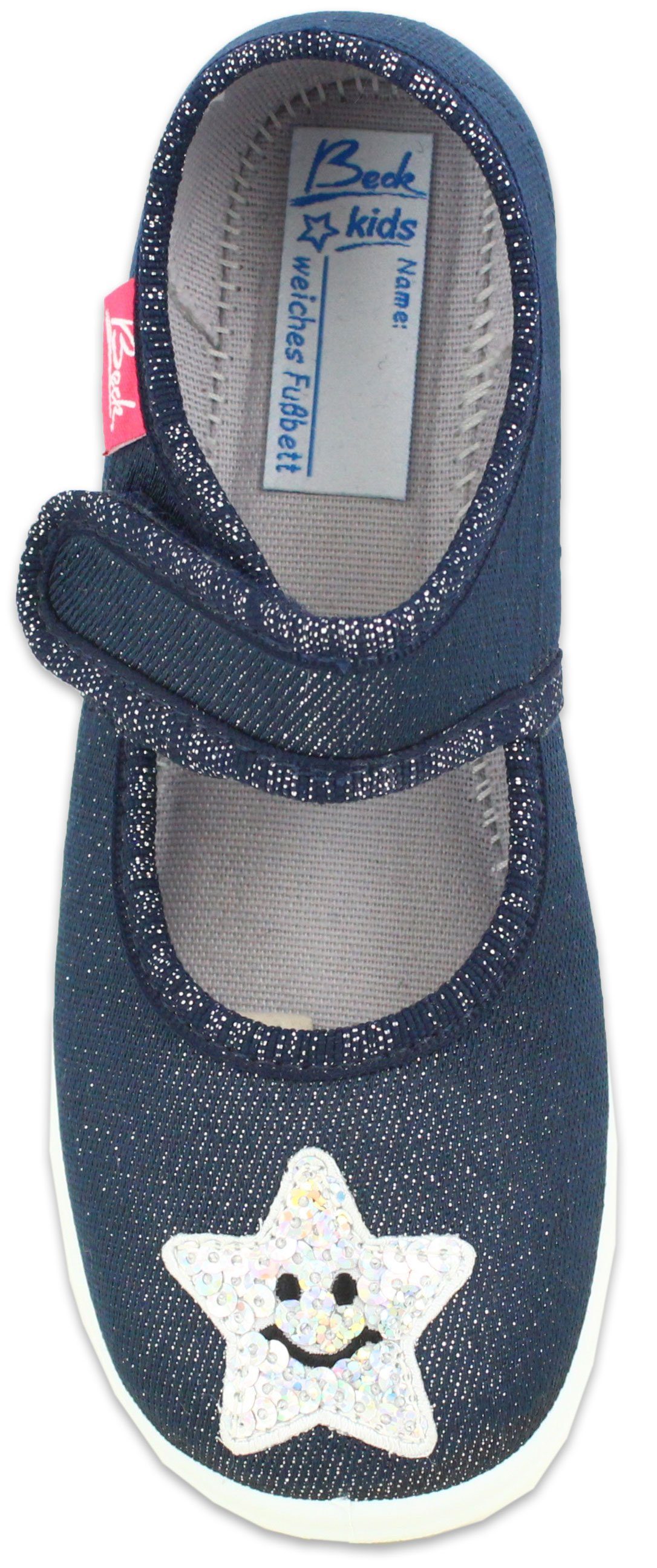 Beck Hausschuh Smile Hausschuh (atmungsaktive Materialien, für Kindergarten, Schule, Zuhause) schmale Passform, robuste Materialien, weich gepolsterte Decksohle – Bild 4 von 5