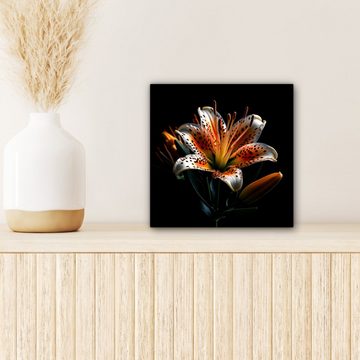 OneMillionCanvasses® Leinwandbild Blumen - Lilie - Orange - Porträt - Schwarz, (1 St), Leinwand Bilder für Wohnzimmer Schlafzimmer, 20x20 cm