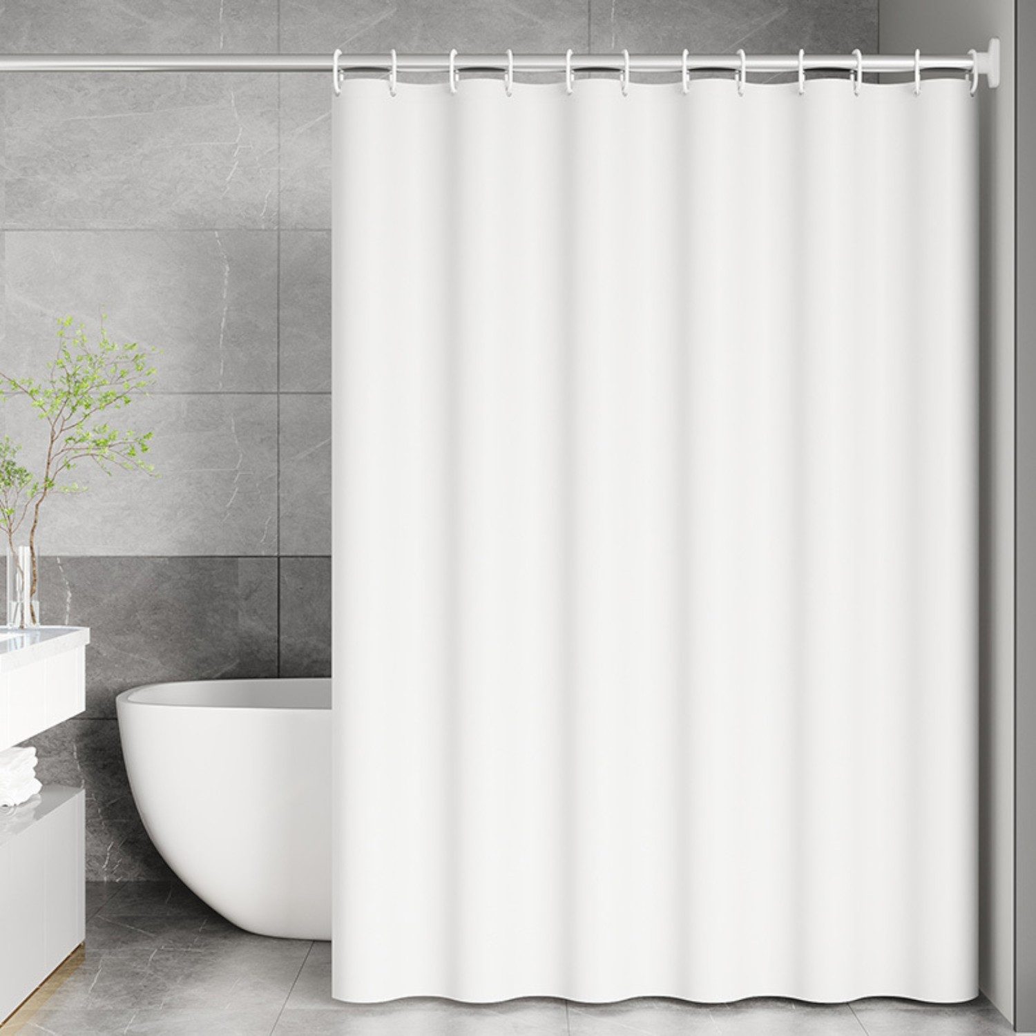 Coradoma Duschvorhang Badewannenvorhang 180x200cm inkl. Ringe für Dusche Vorhang, Breite 180cm, Höhe 200cm, wasserabweisend, anti-bakteriell