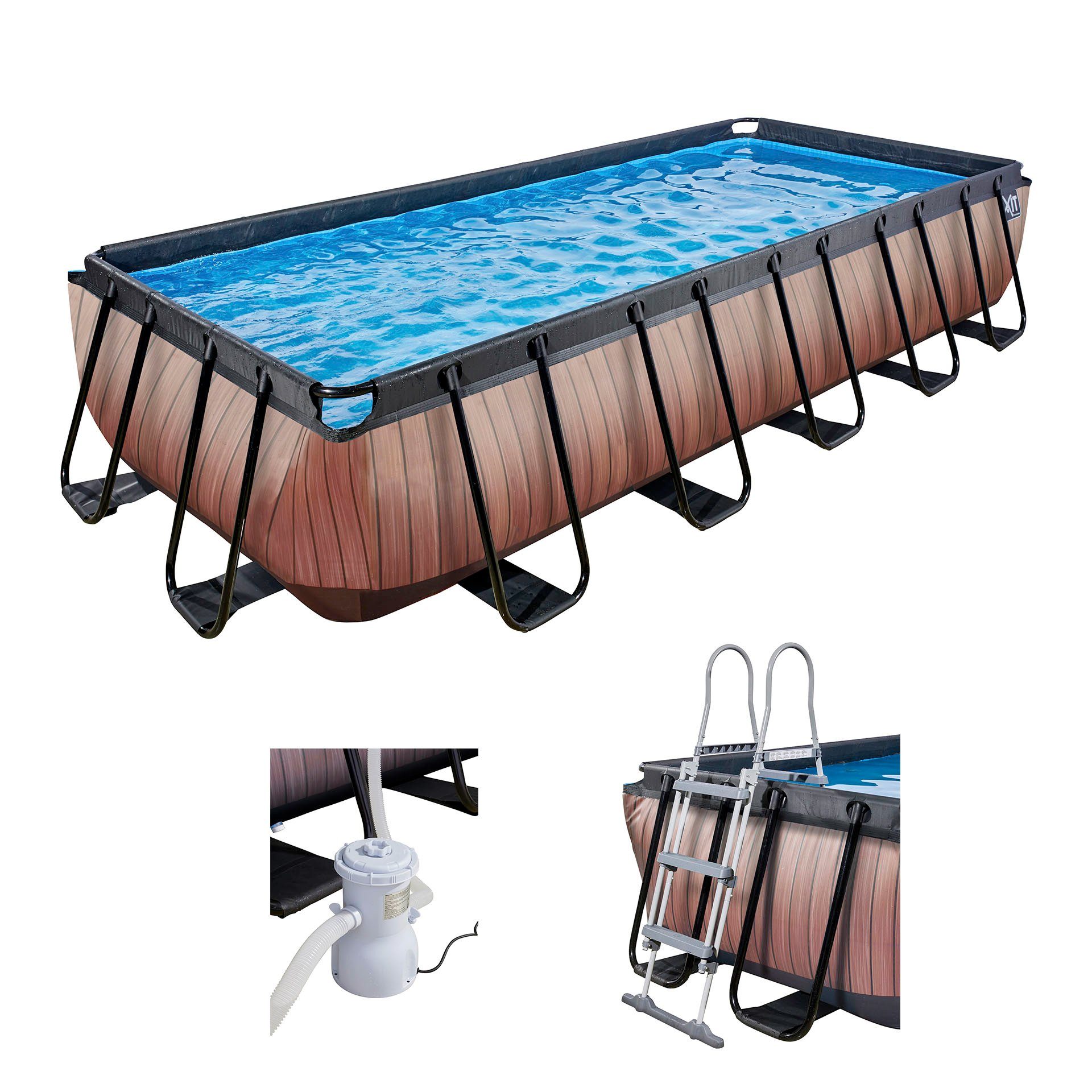 EXIT Framepool (Set, 3-tlg), LxBxH: 540x250x100 cm, inkl. Filterpumpe und Sicherheitsleiter