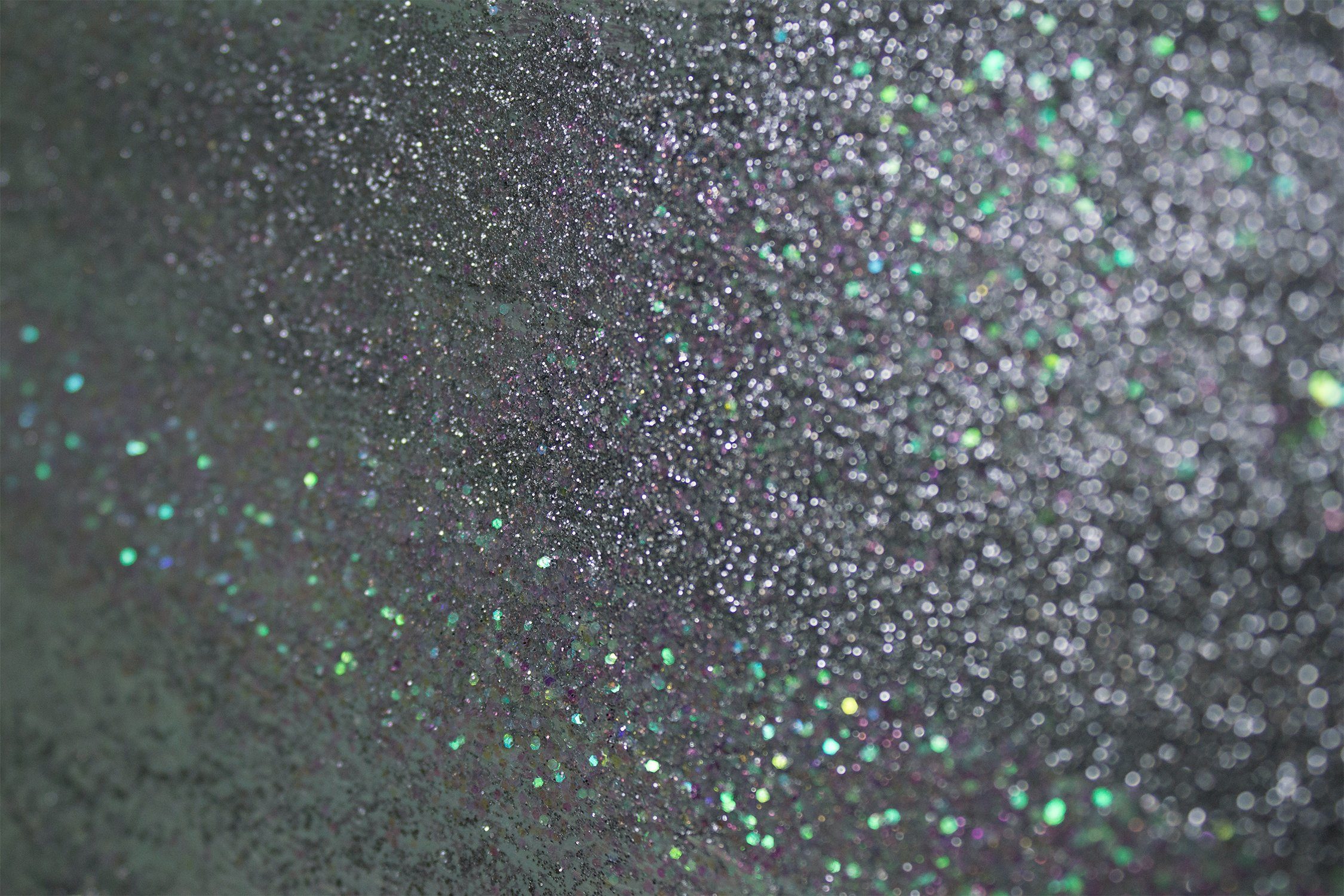 Handgemalt Abstraktes Leinwand Bild Silber Glittzer Abstrakt, Grün Frost, Gemälde YS-Art Glitter