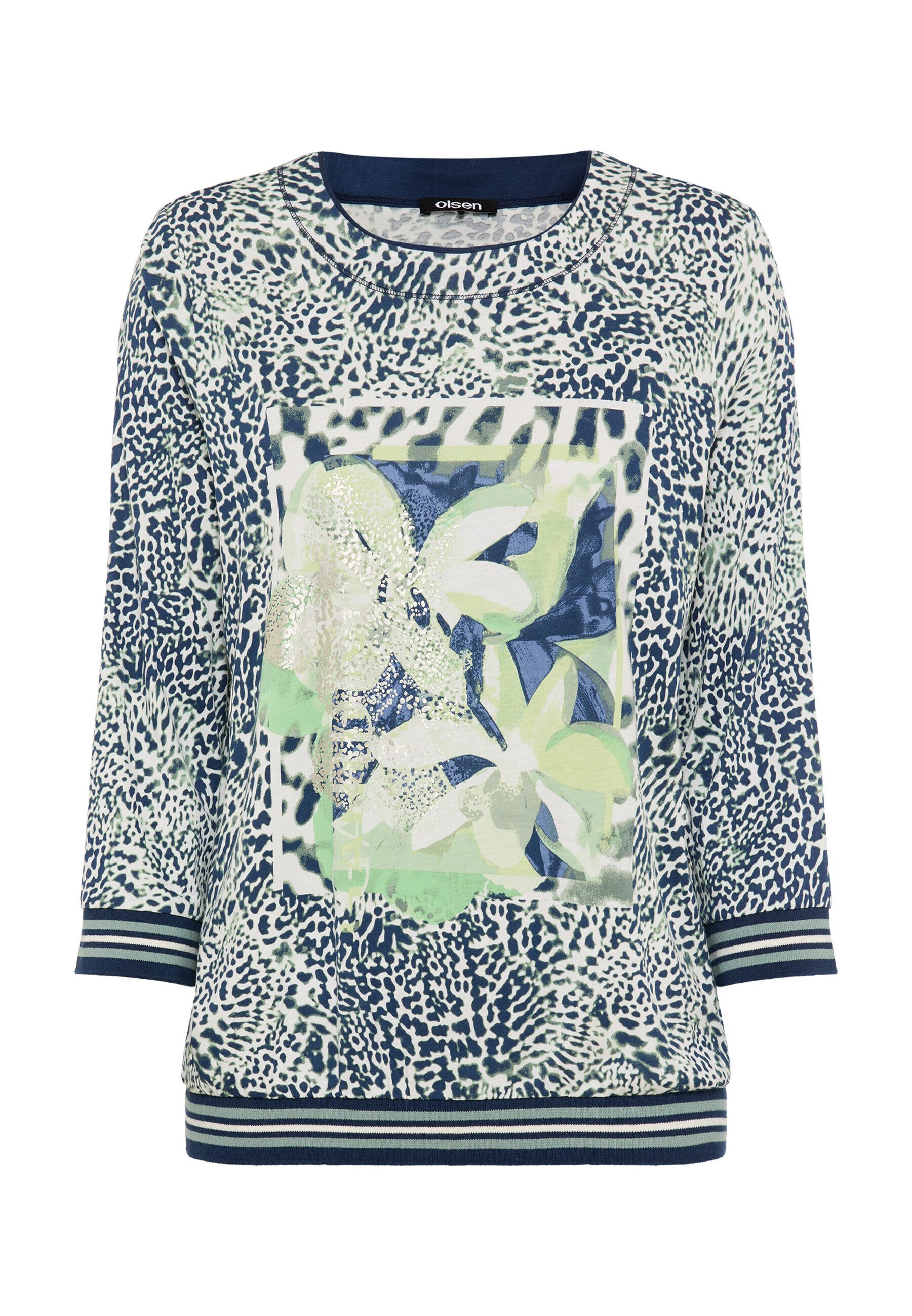 Olsen T-Shirt Shirt mit Panneaux-Print und Folien-Details