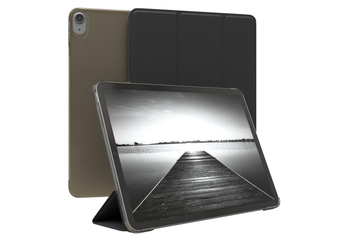 EAZY CASE Tablet-Hülle Smart Case für Apple iPad Air 4 2020 / Air 5 2022 10,9 Zoll, Hülle mit Standfunktion Tablet Klapphülle Anti-Kratz Tasche Schwarz